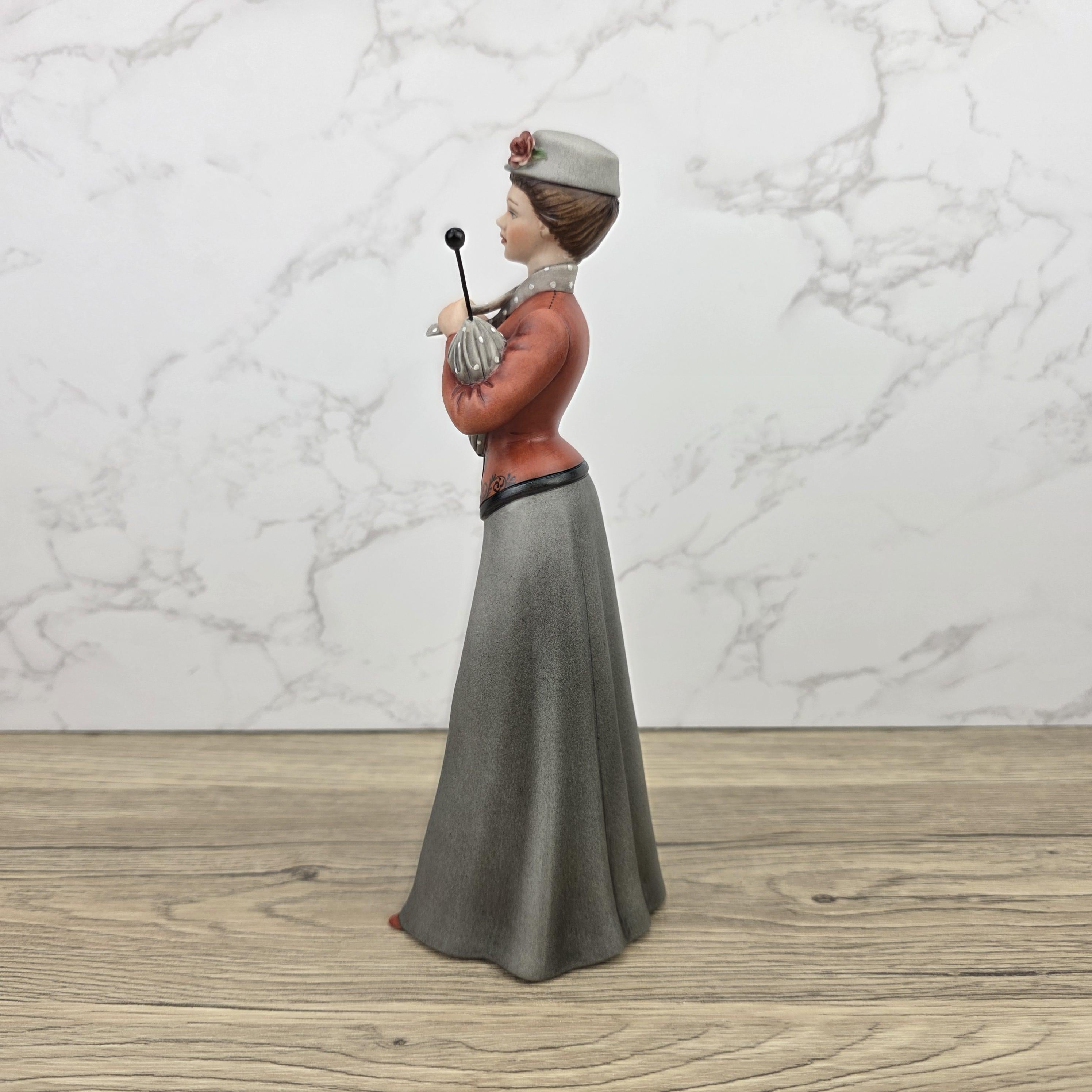Capodimonte Italian Fine Porcelain Lady Figurine with Parasol Vintage Style Sculpture Made in Italy
