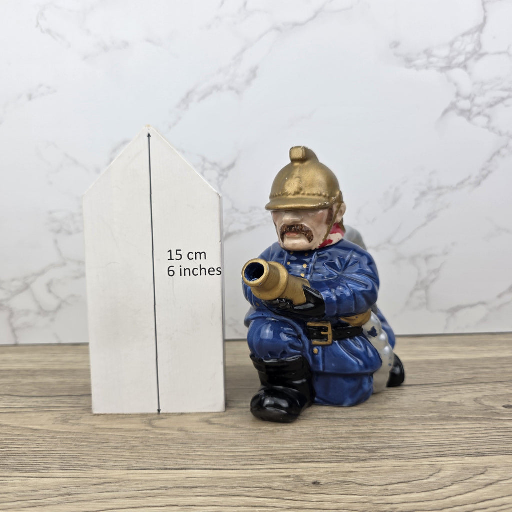 Vintage Leonardo Fireman Figurine with Hose | Decorative Ceramic Teapot Style Ornament | Collectible Sculpture