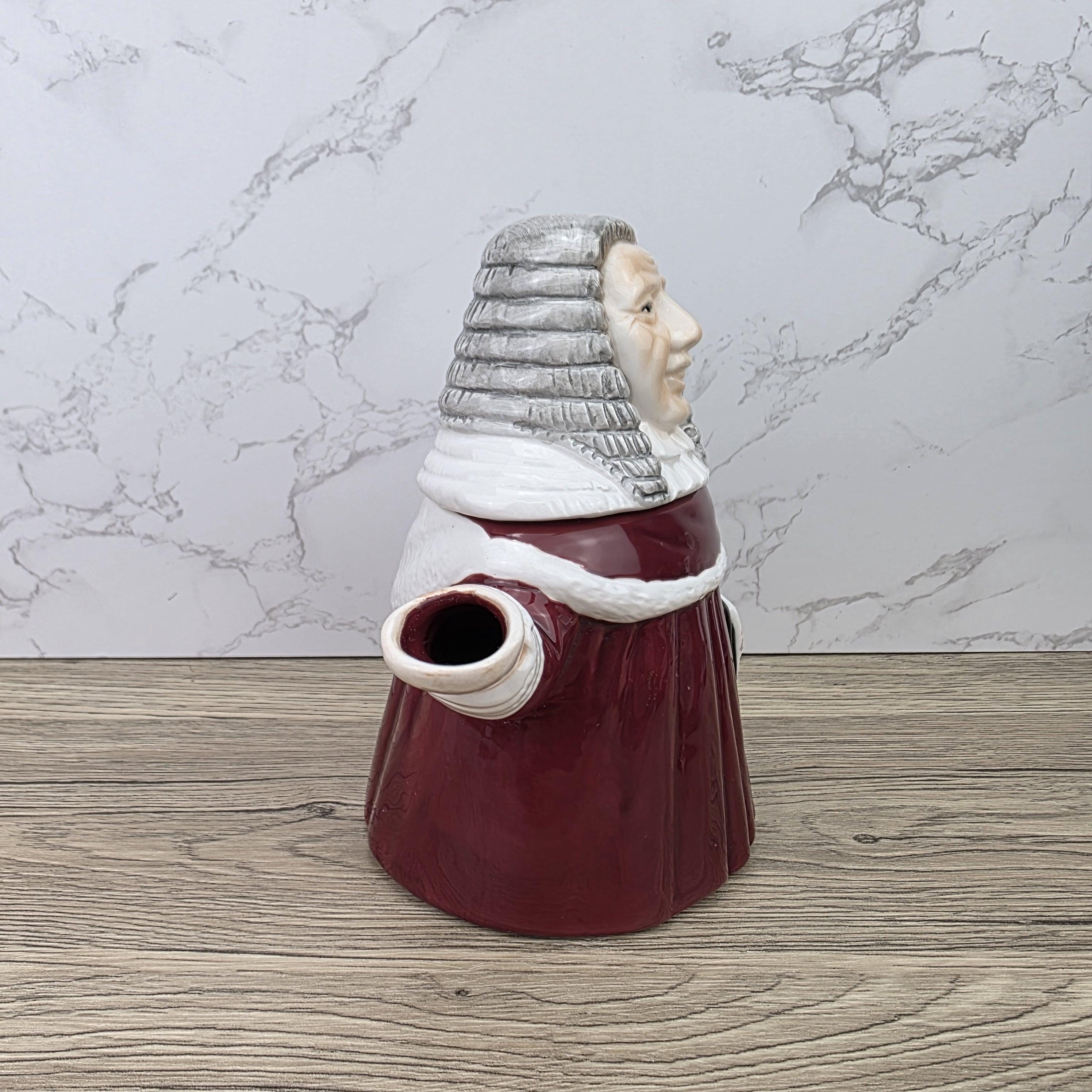 Judge Character Ceramic Teapot Vintage Novelty Pottery Mid Century Collectible Kitchen Display Figure