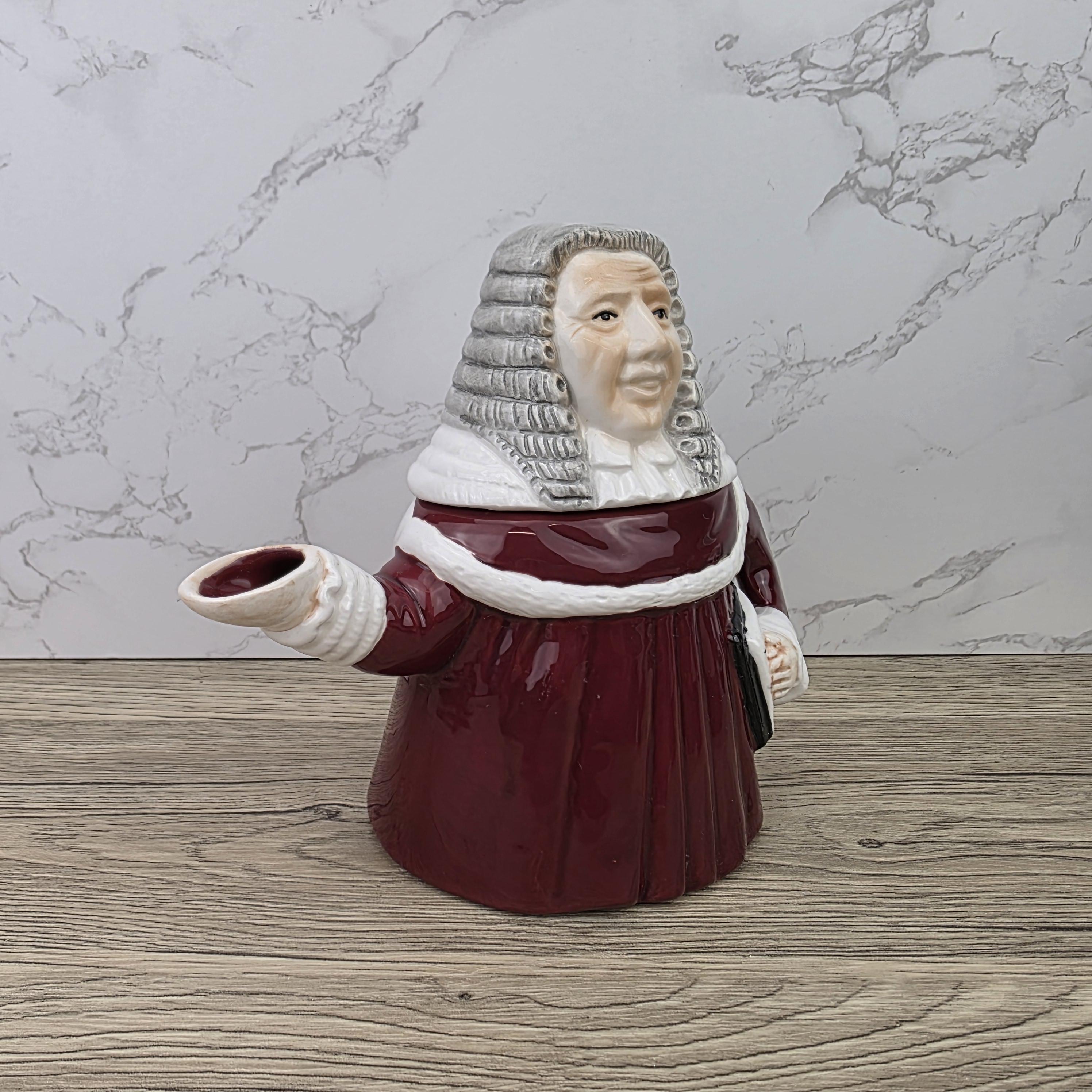 Judge Character Ceramic Teapot Vintage Novelty Pottery Mid Century Collectible Kitchen Display Figure