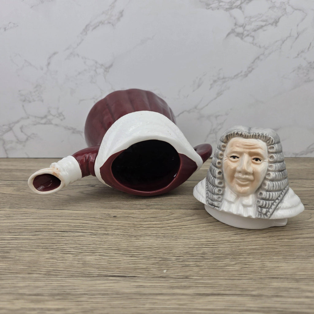 Judge Character Ceramic Teapot Vintage Novelty Pottery Mid Century Collectible Kitchen Display Figure