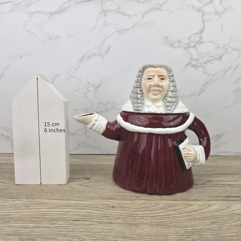 Judge Character Ceramic Teapot Vintage Novelty Pottery Mid Century Collectible Kitchen Display Figure