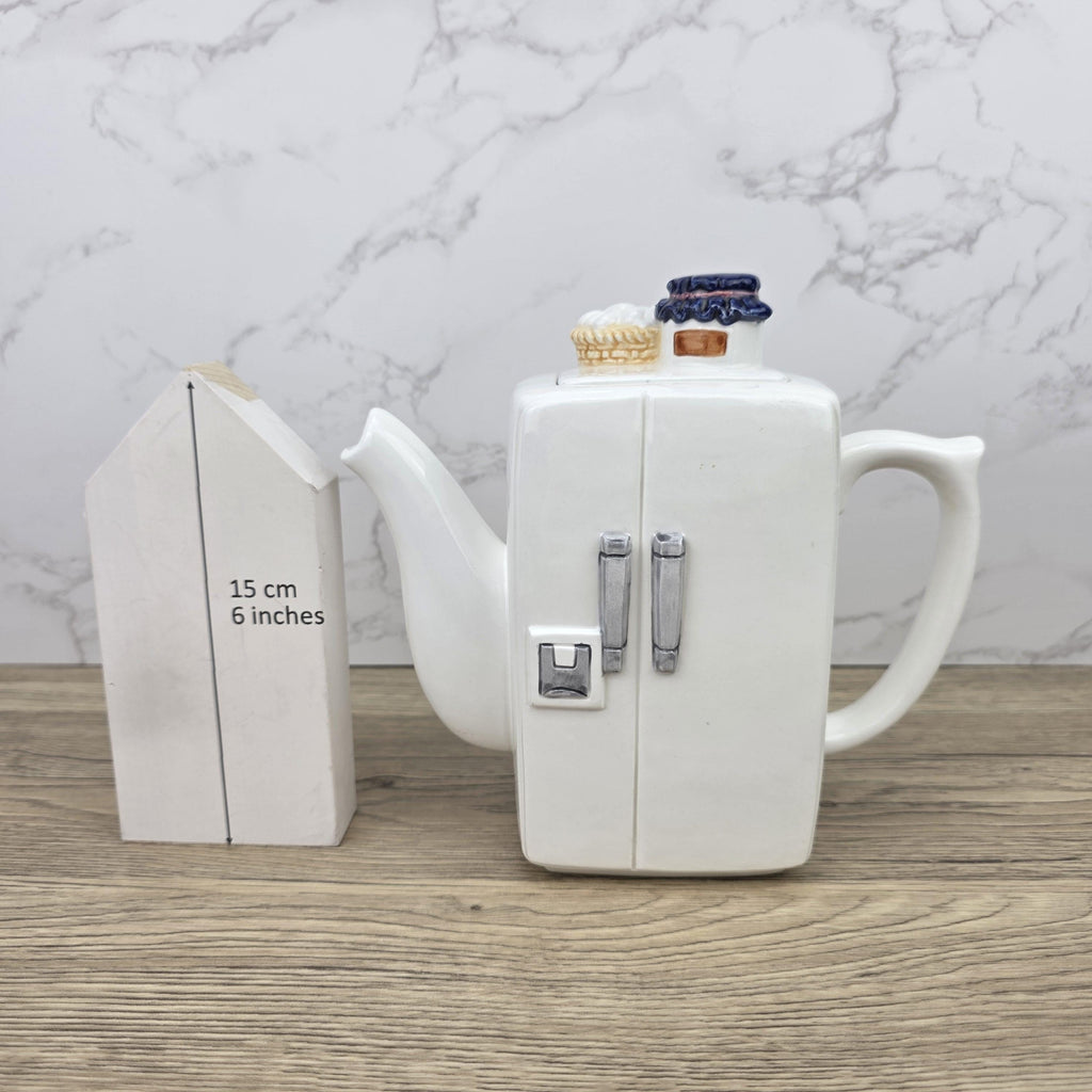 Ceramic Retro Refrigerator Teapot with Jam Lid Design | Vintage Kitchen Decor Collectible Display Piece