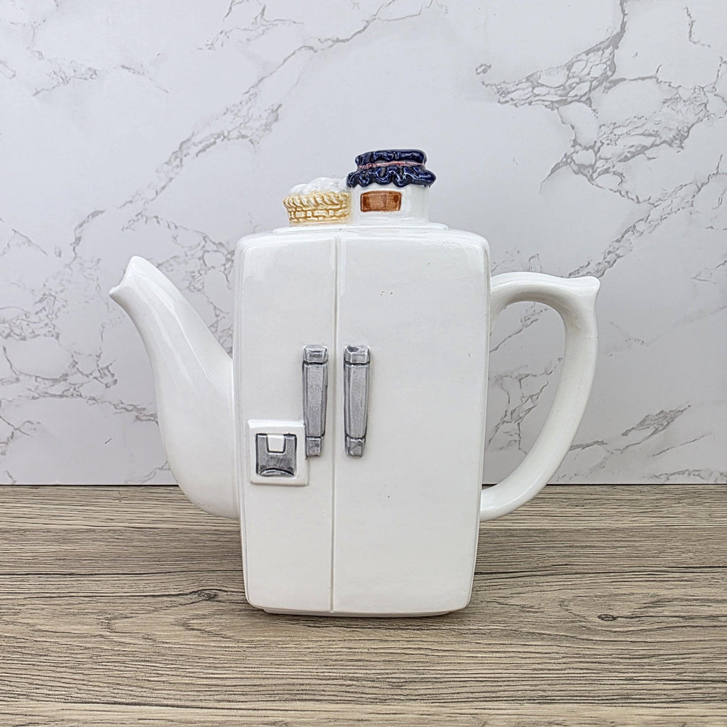 Ceramic Retro Refrigerator Teapot with Jam Lid Design | Vintage Kitchen Decor Collectible Display Piece