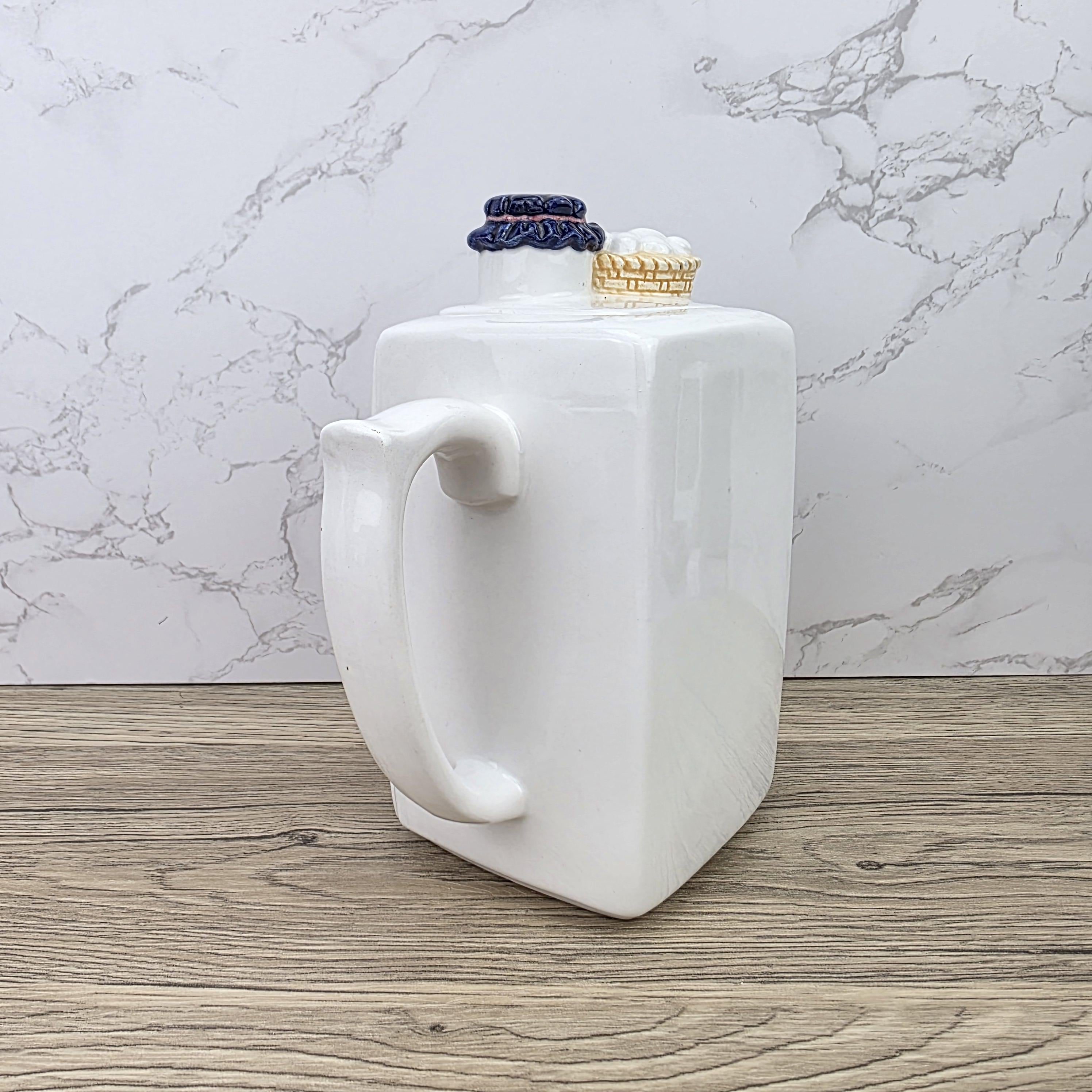 Ceramic Retro Refrigerator Teapot with Jam Lid Design | Vintage Kitchen Decor Collectible Display Piece
