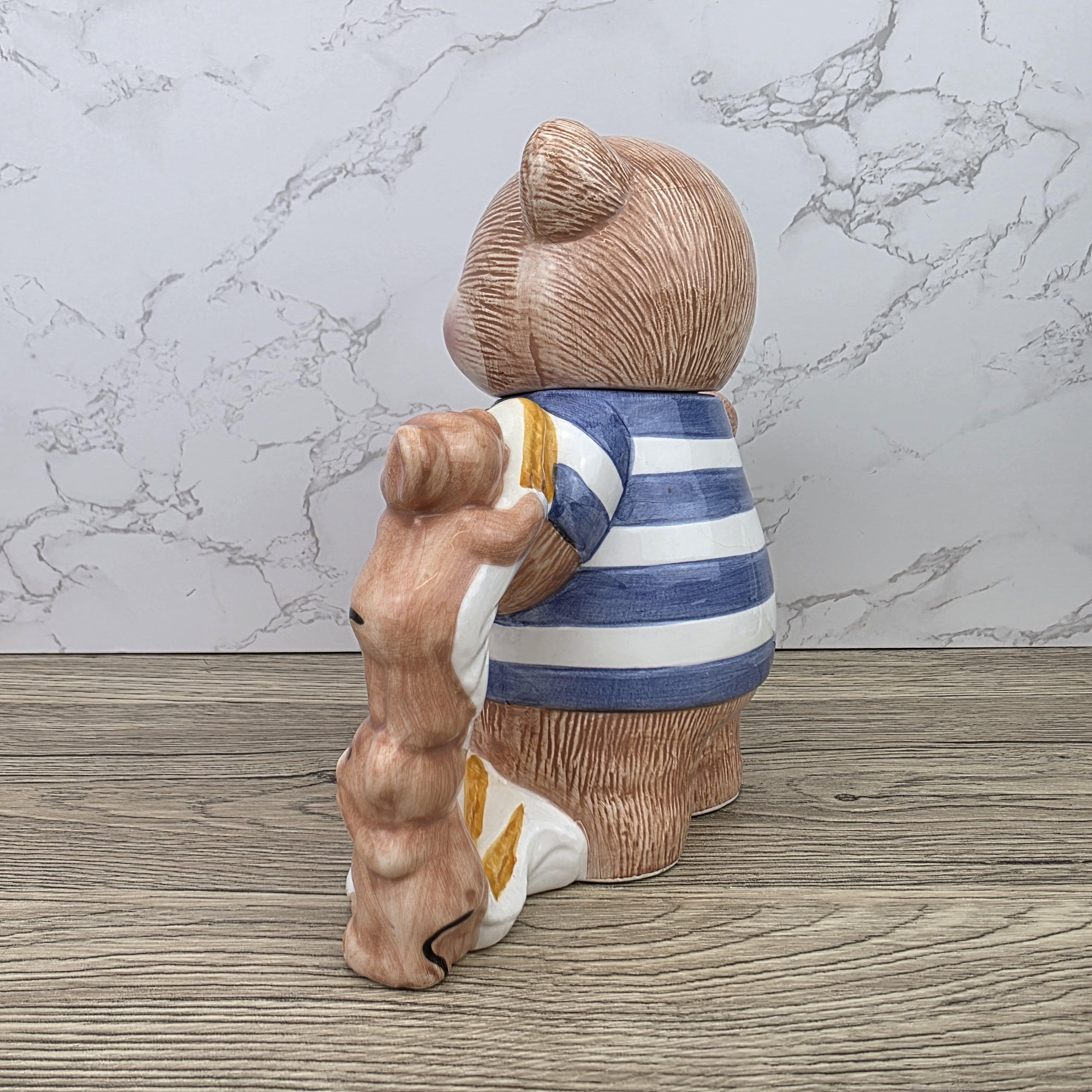 Decorative Teddy Bear Teapot with Cubs | 1990 Bay Trading Gift Company Ceramic Figurine Collectible