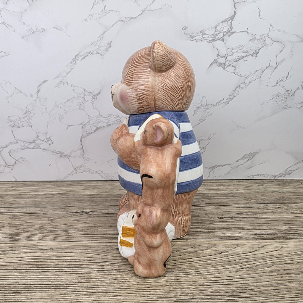 Decorative Teddy Bear Teapot with Cubs | 1990 Bay Trading Gift Company Ceramic Figurine Collectible