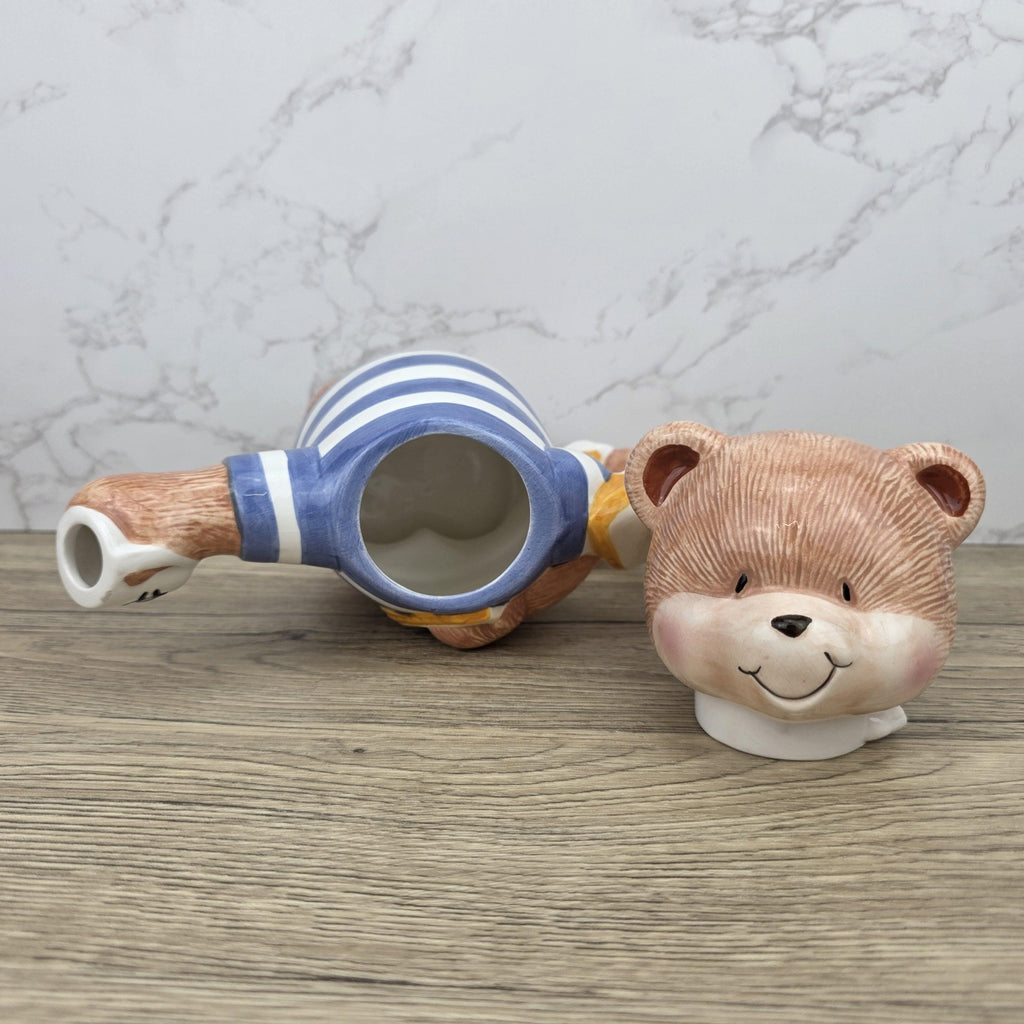 Decorative Teddy Bear Teapot with Cubs | 1990 Bay Trading Gift Company Ceramic Figurine Collectible