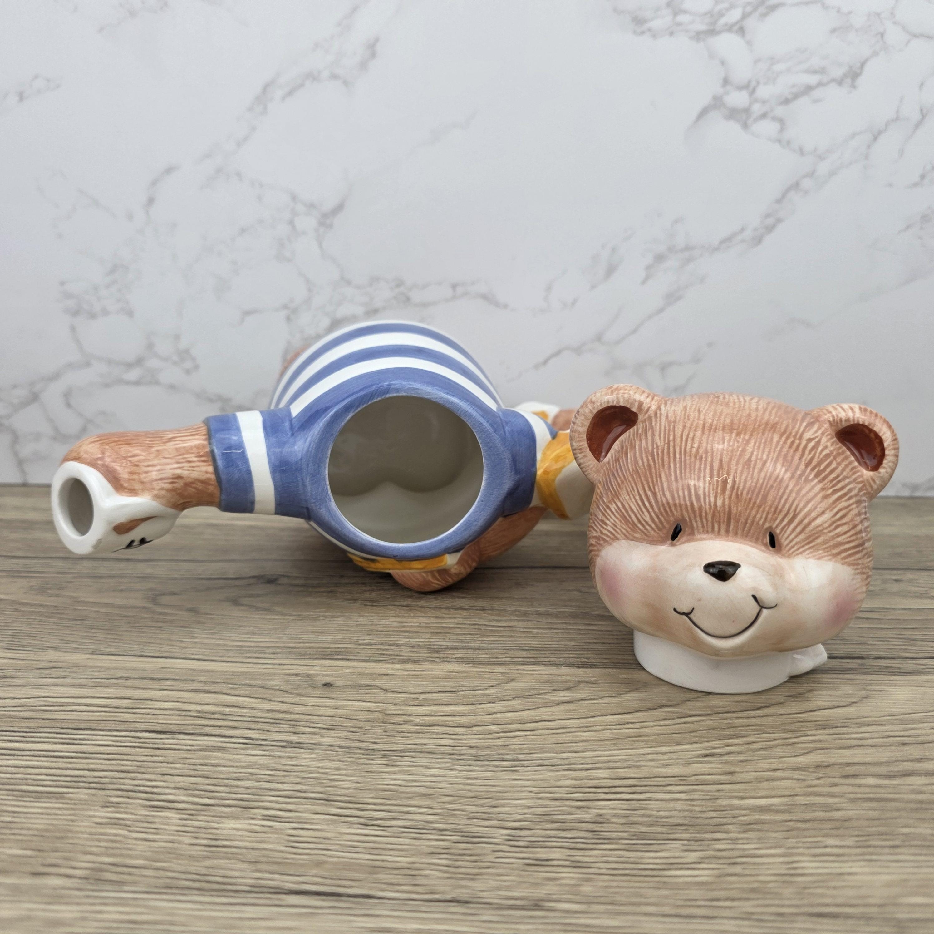 Decorative Teddy Bear Teapot with Cubs | 1990 Bay Trading Gift Company Ceramic Figurine Collectible