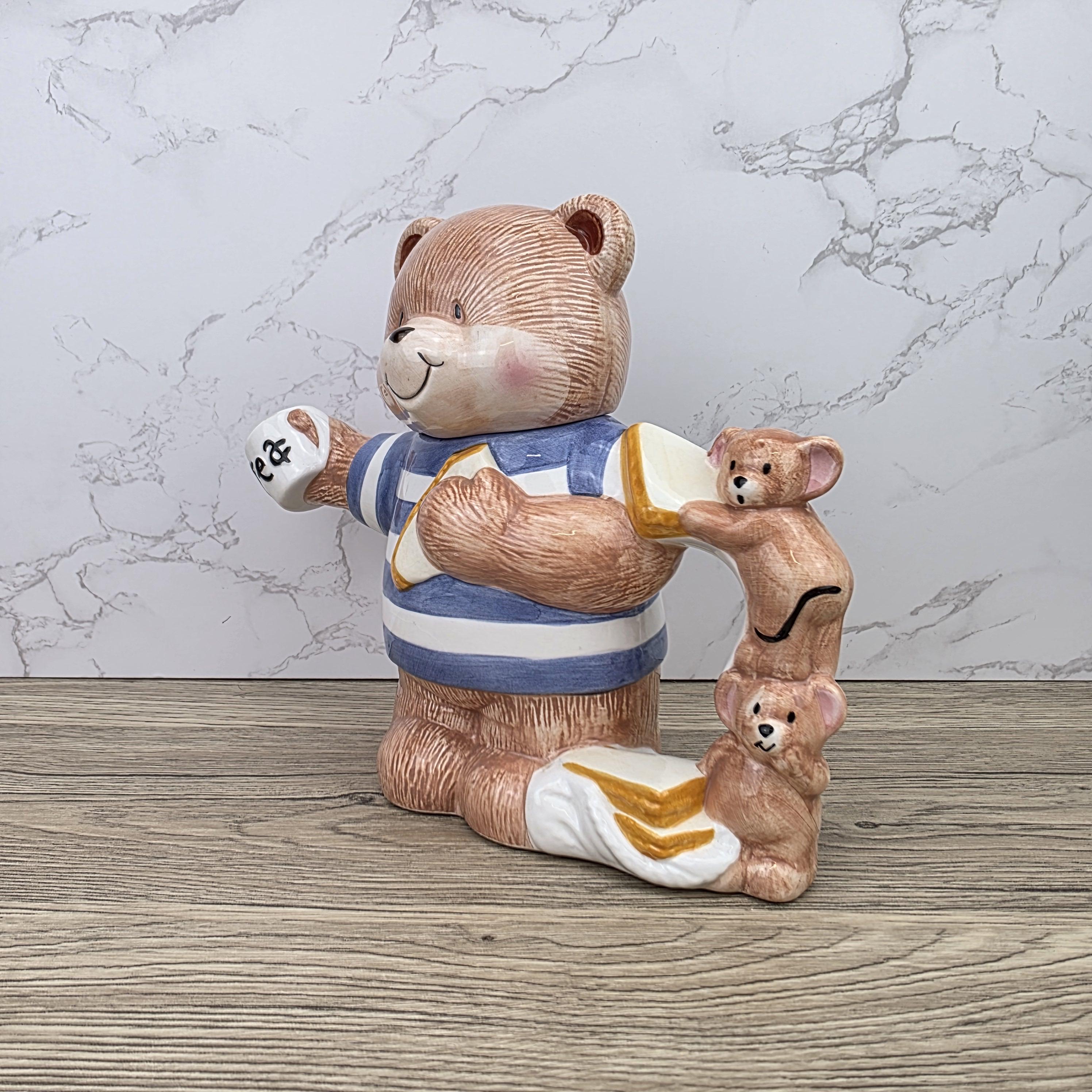 Decorative Teddy Bear Teapot with Cubs | 1990 Bay Trading Gift Company Ceramic Figurine Collectible