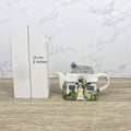 Vintage Cottage House Ceramic Teapot with Garden Details | Decorative Miniature Country Home Pot