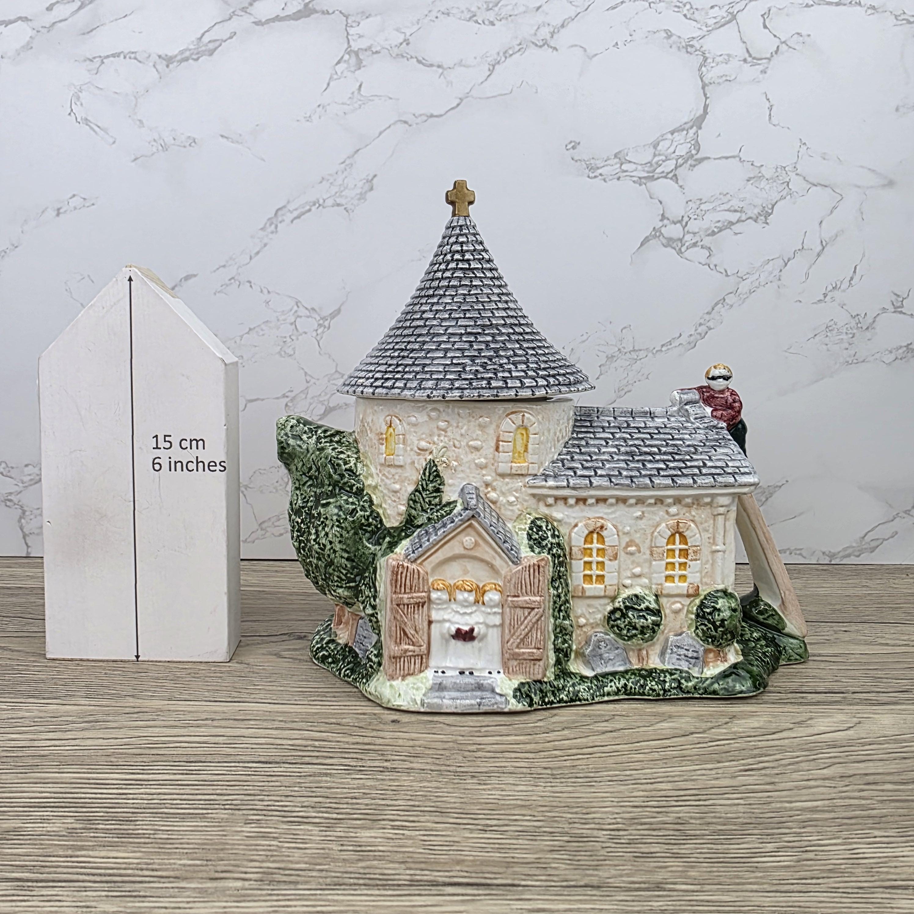Leonardo Ceramic Church Chapel Teapot with Stone Tower Details | Decorative Collectible Display Piece