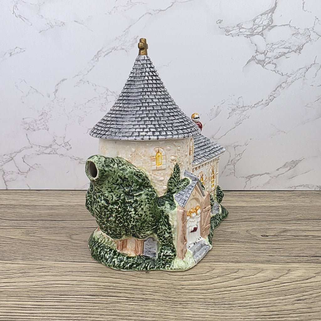 Leonardo Ceramic Church Chapel Teapot with Stone Tower Details | Decorative Collectible Display Piece