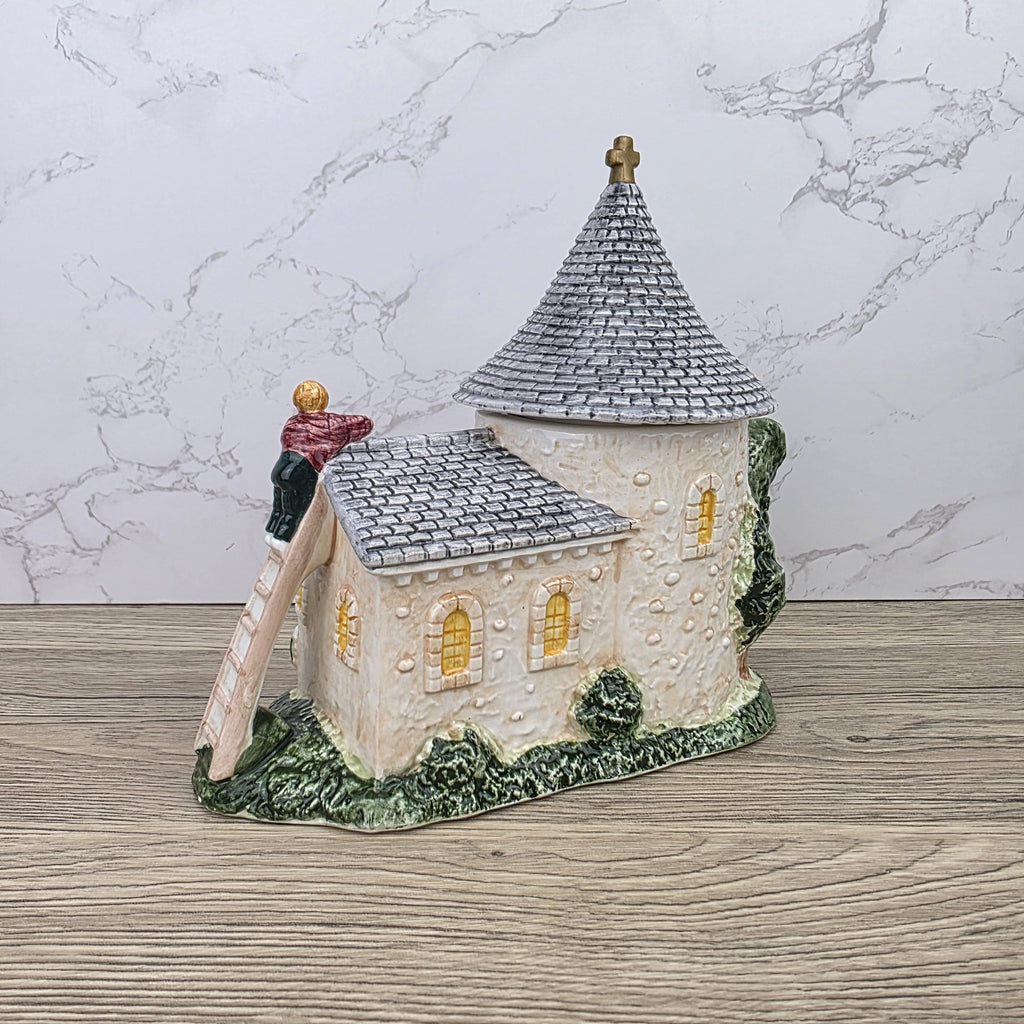 Leonardo Ceramic Church Chapel Teapot with Stone Tower Details | Decorative Collectible Display Piece