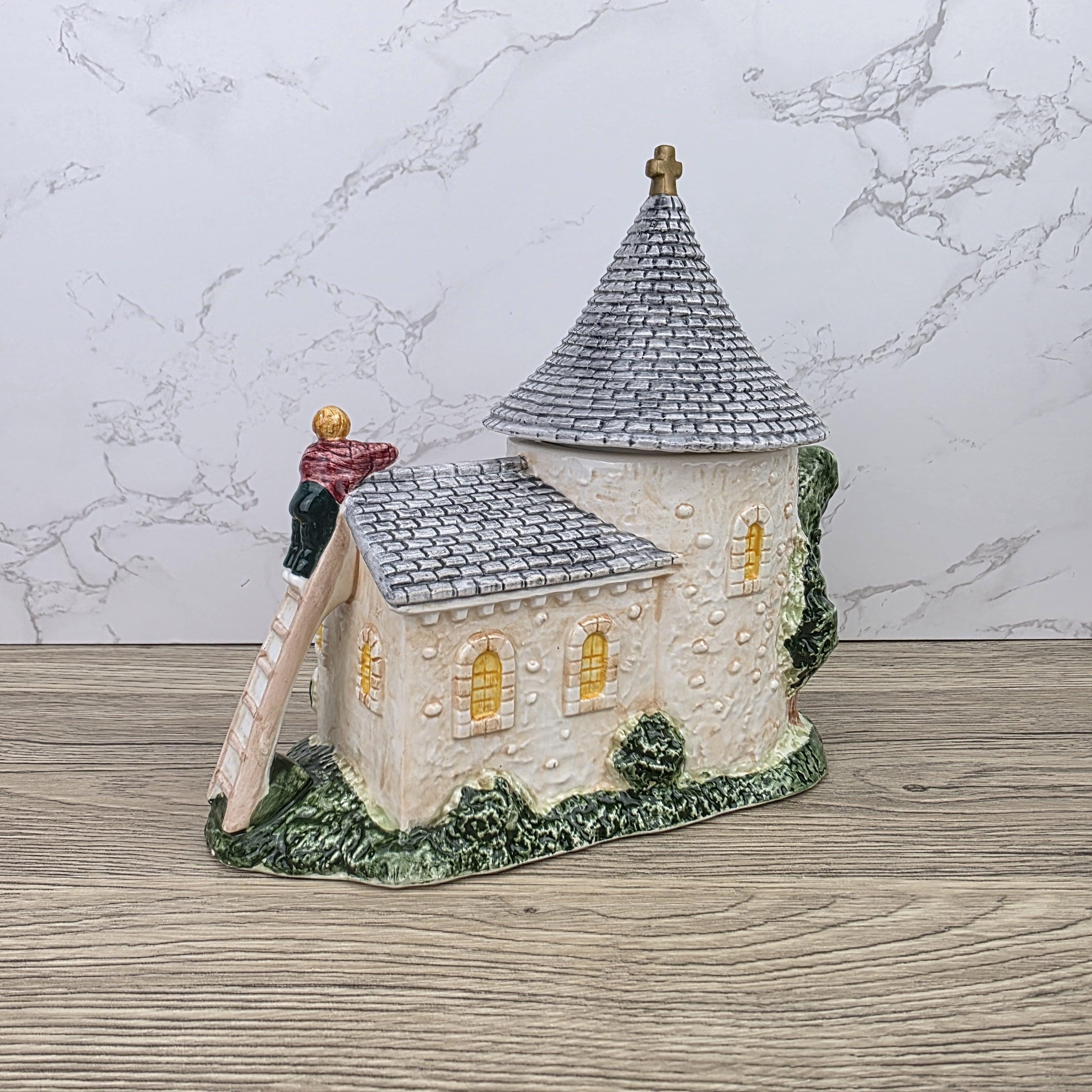 Leonardo Ceramic Church Chapel Teapot with Stone Tower Details | Decorative Collectible Display Piece