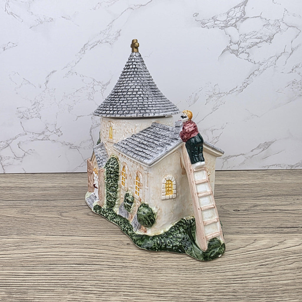 Leonardo Ceramic Church Chapel Teapot with Stone Tower Details | Decorative Collectible Display Piece