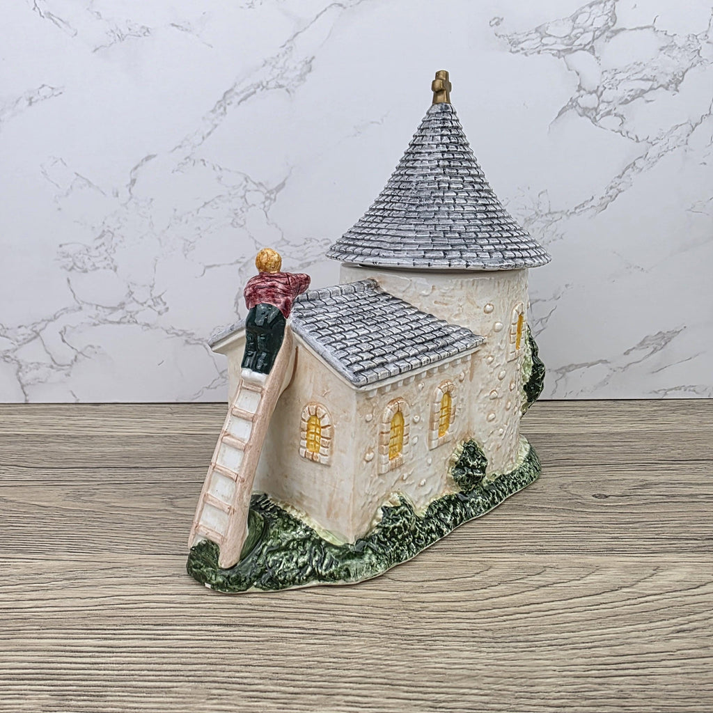 Leonardo Ceramic Church Chapel Teapot with Stone Tower Details | Decorative Collectible Display Piece