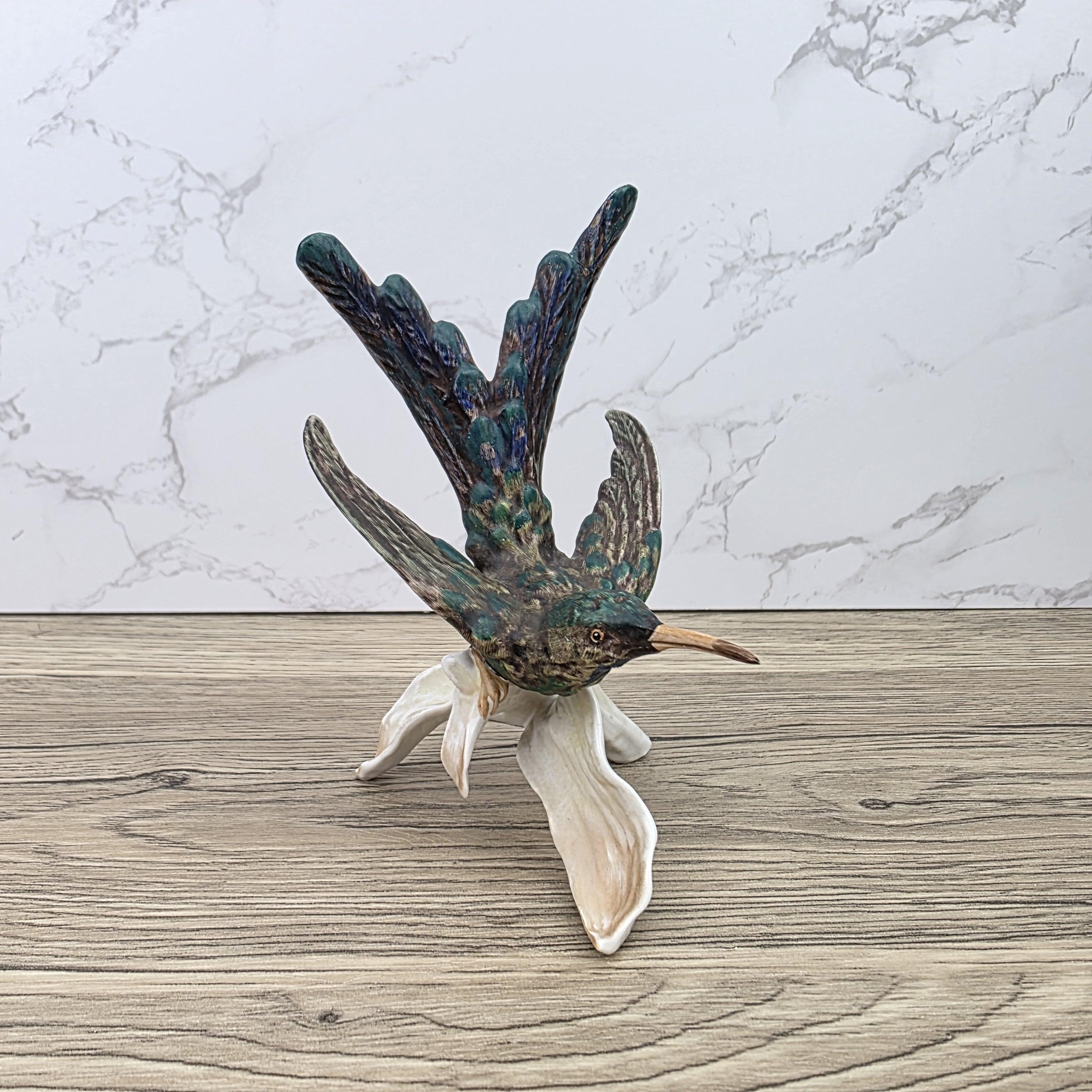 Goebel CV109 Bird Figurine on Porcelain Branch | Vintage W Germany Sculpture Collectible Display Decor