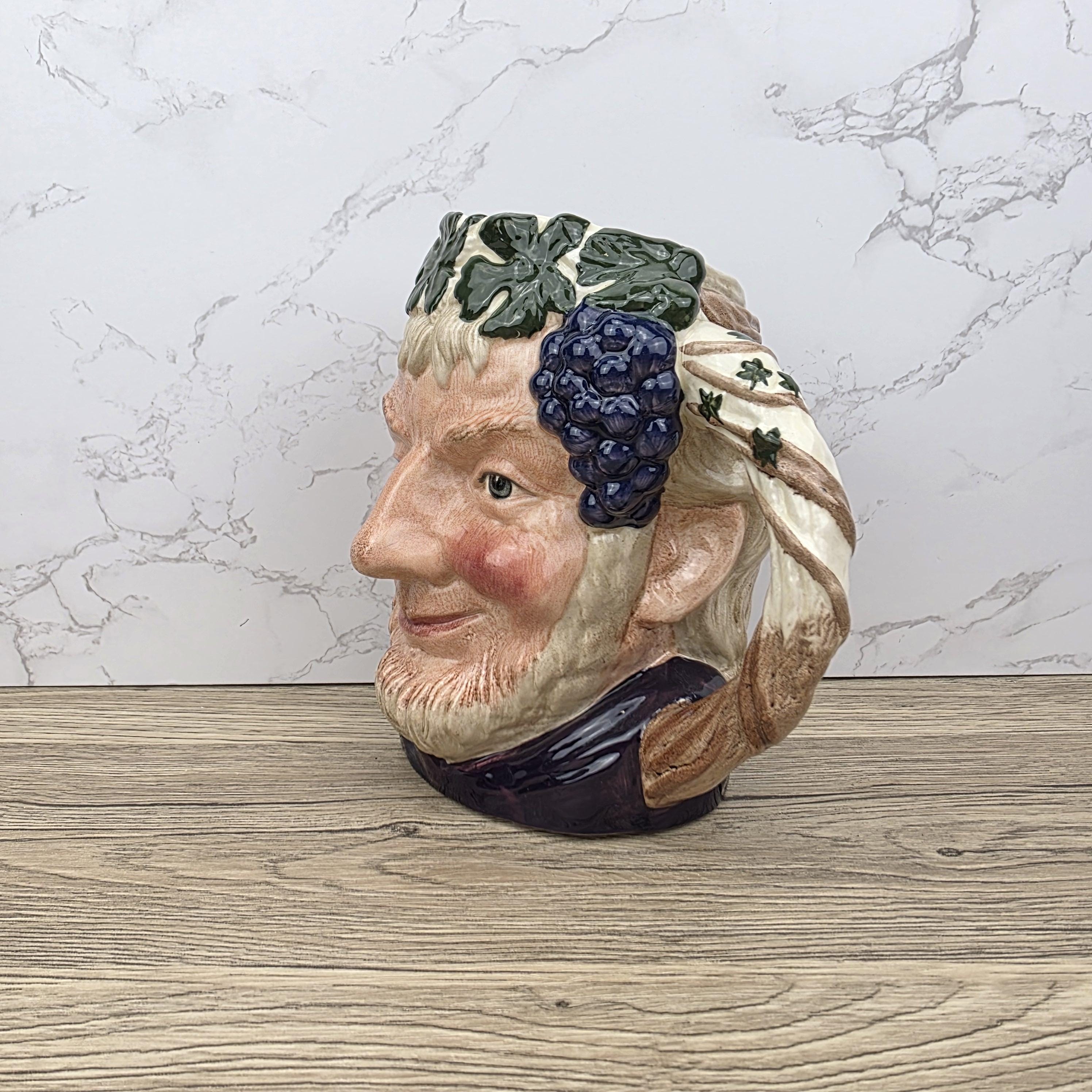 Bacchus Large Character Jug English Toby Mug Wine Theme Vintage Ceramic Royal Doulton