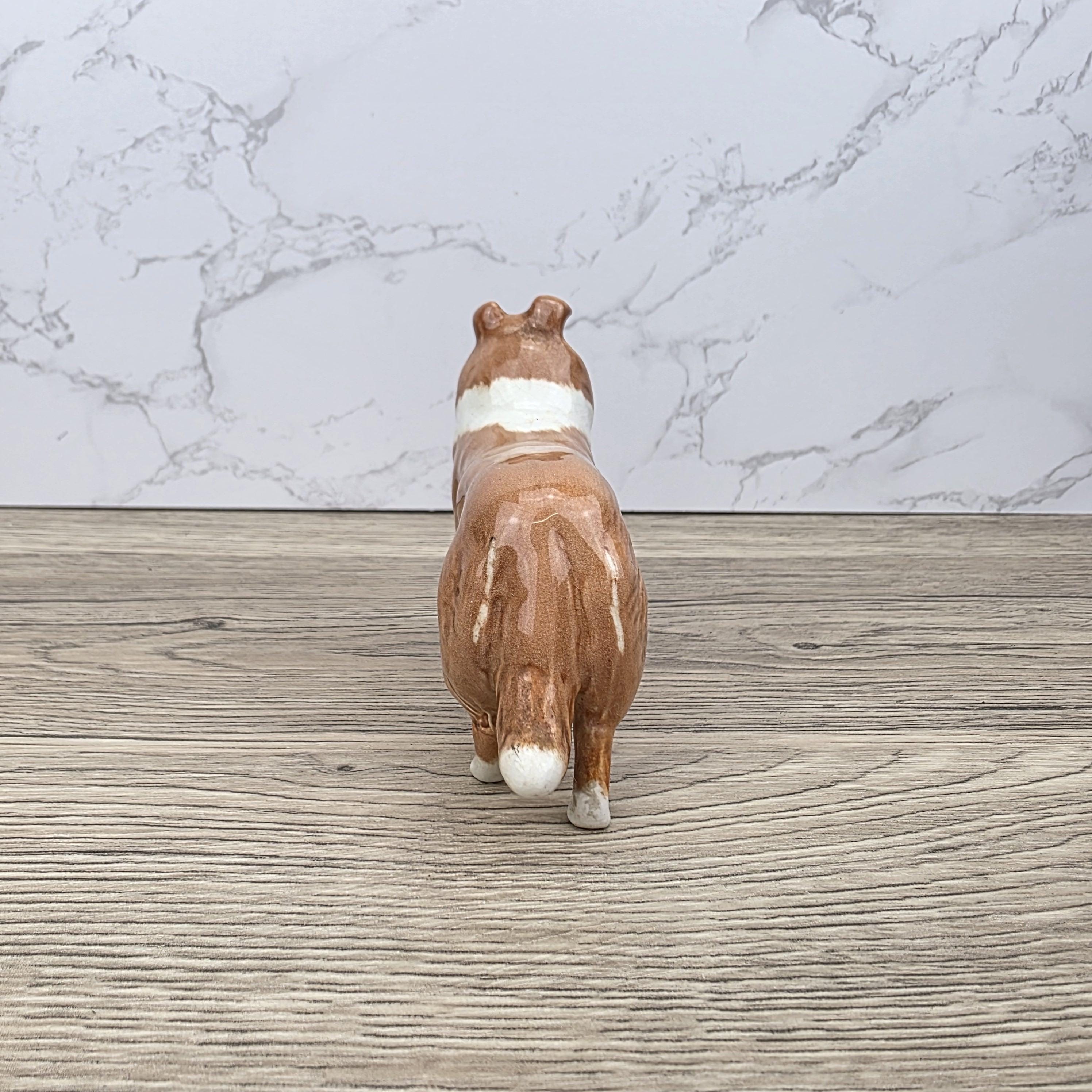 Vintage Collie Dog Figurine by Beswick England | Hand Painted Ceramic | Restored Back Leg