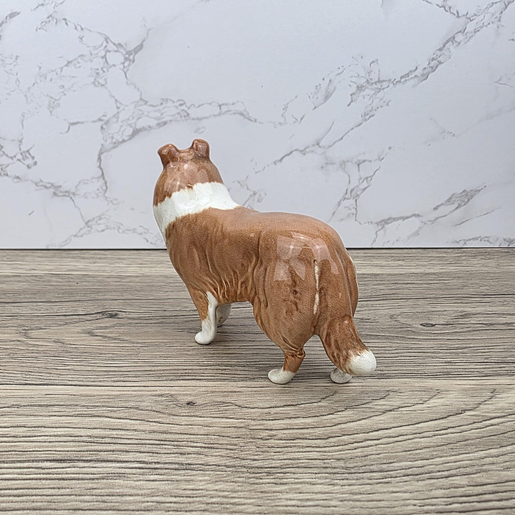 Vintage Collie Dog Figurine by Beswick England | Hand Painted Ceramic | Restored Back Leg