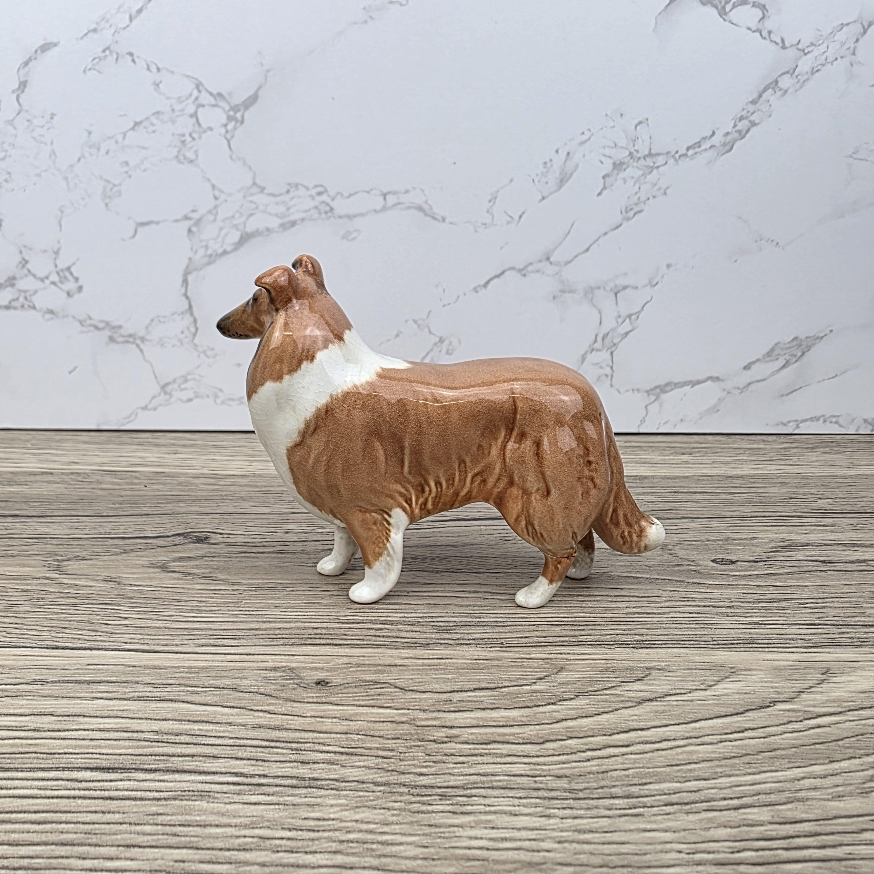 Vintage Collie Dog Figurine by Beswick England | Hand Painted Ceramic | Restored Back Leg