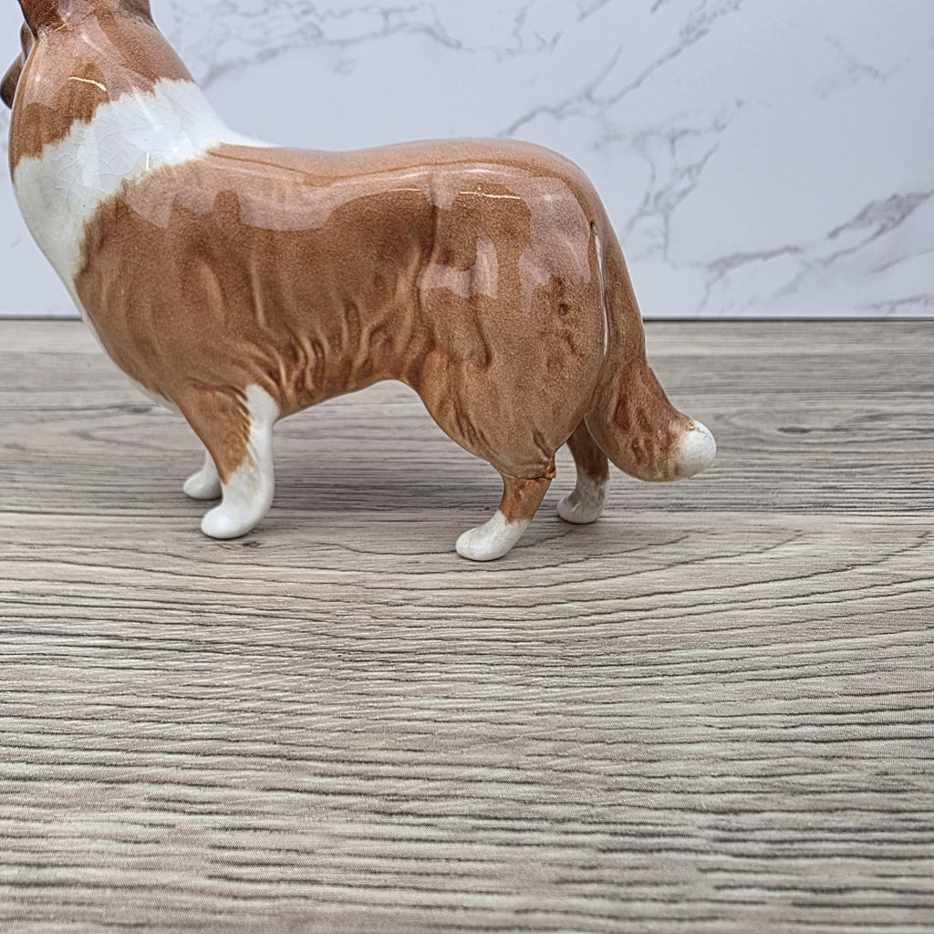 Vintage Collie Dog Figurine by Beswick England | Hand Painted Ceramic | Restored Back Leg