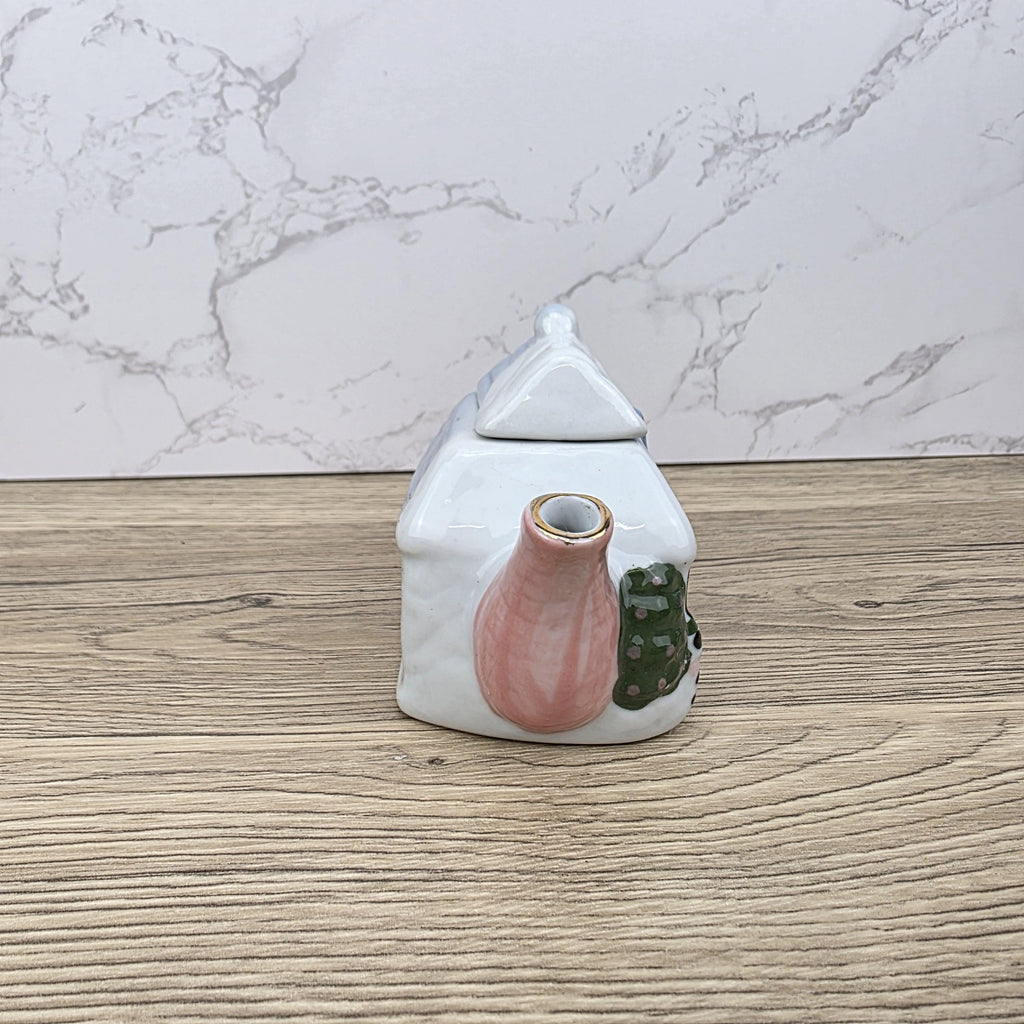 Vintage Cottage Ceramic Teapot Unbranded House Shape Pottery Decorative Collectible Teapot