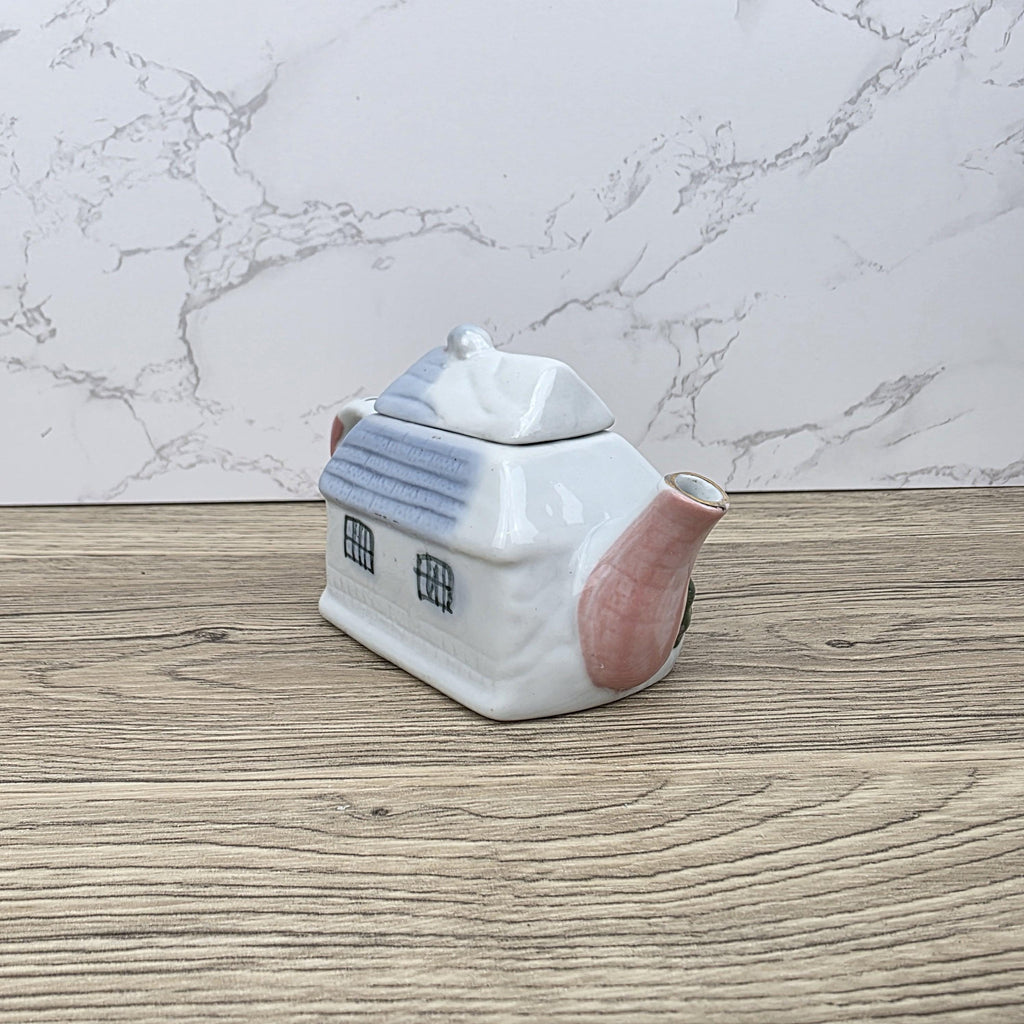 Vintage Cottage Ceramic Teapot Unbranded House Shape Pottery Decorative Collectible Teapot