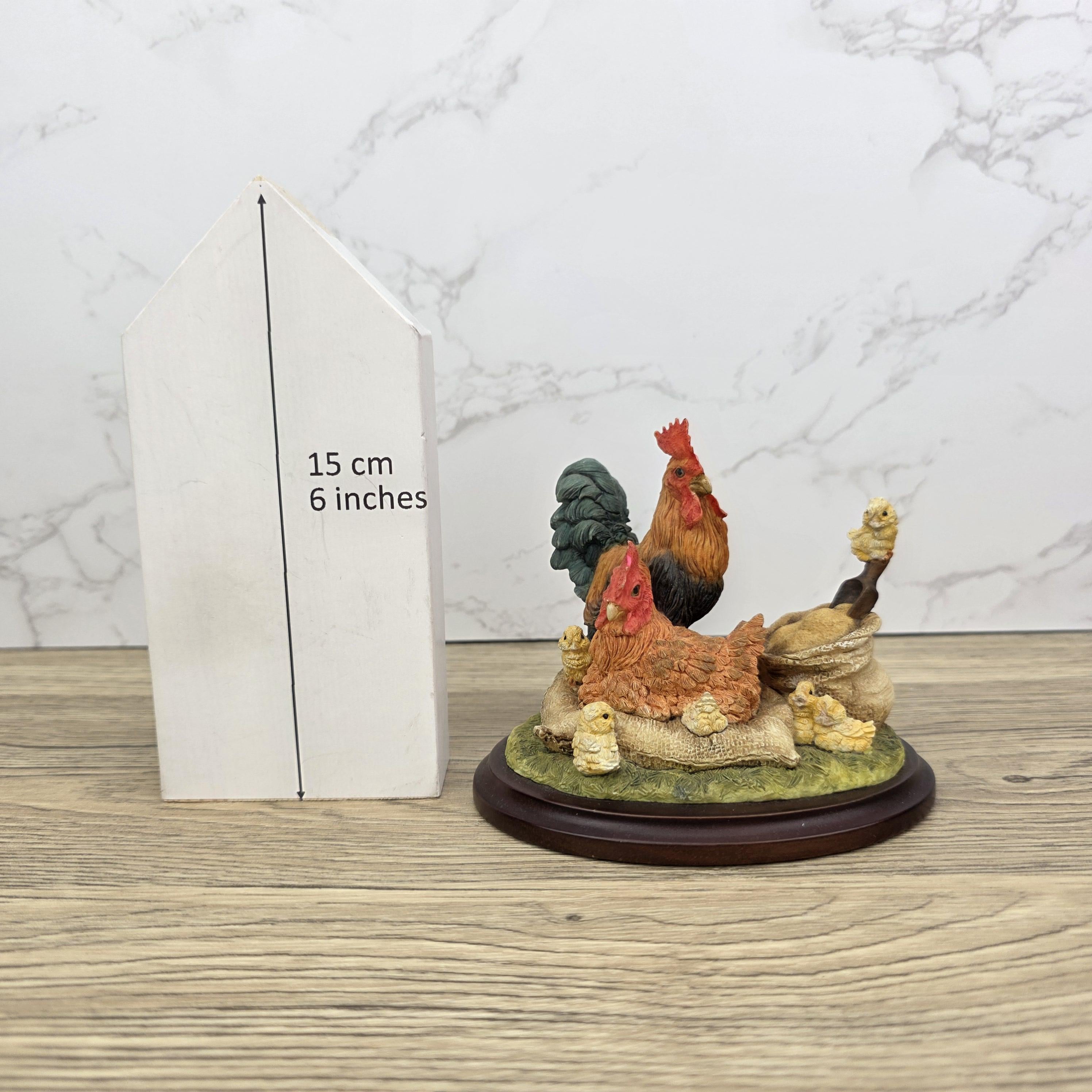 Vintage Country Artists Farm Figurine | Resin Hen, Rooster & Chicks
