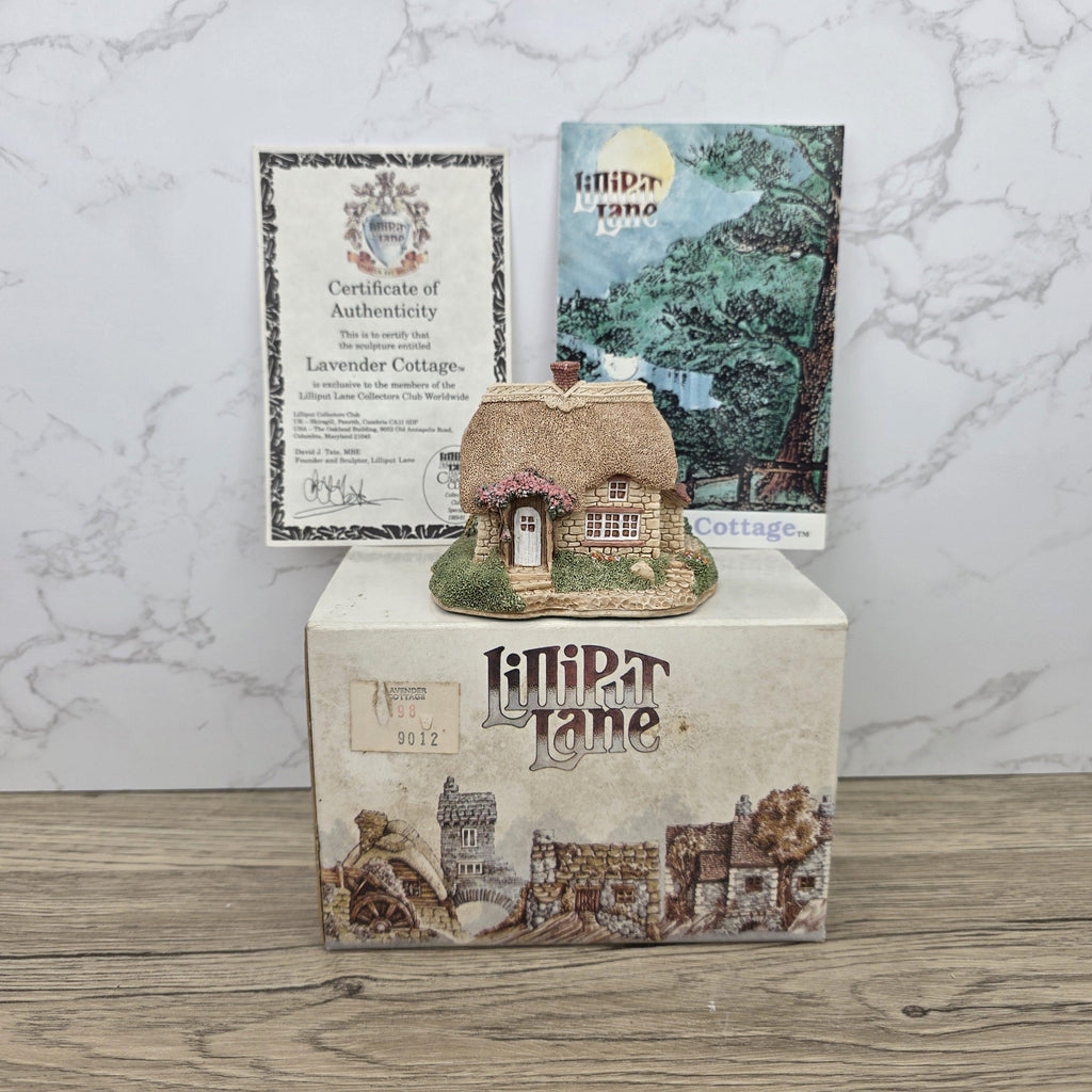 Vintage 1990 Lavender Cottage Lilliput Lane Collectors Club Special Piece In Original Box Decorative