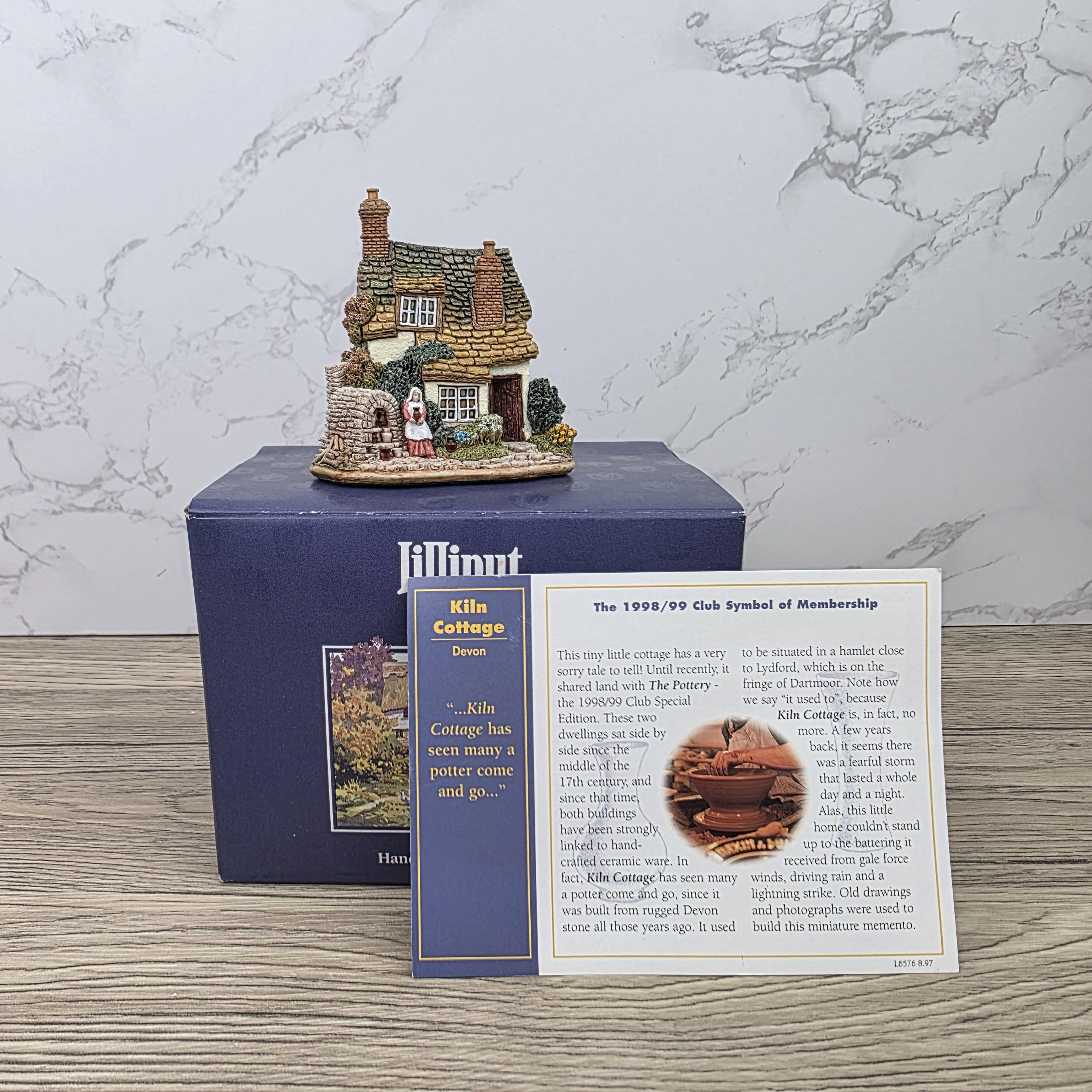 Vintage 1998 Lilliput Lane Kiln Cottage LN2124 Collectors Club Figurine With COA In Box
