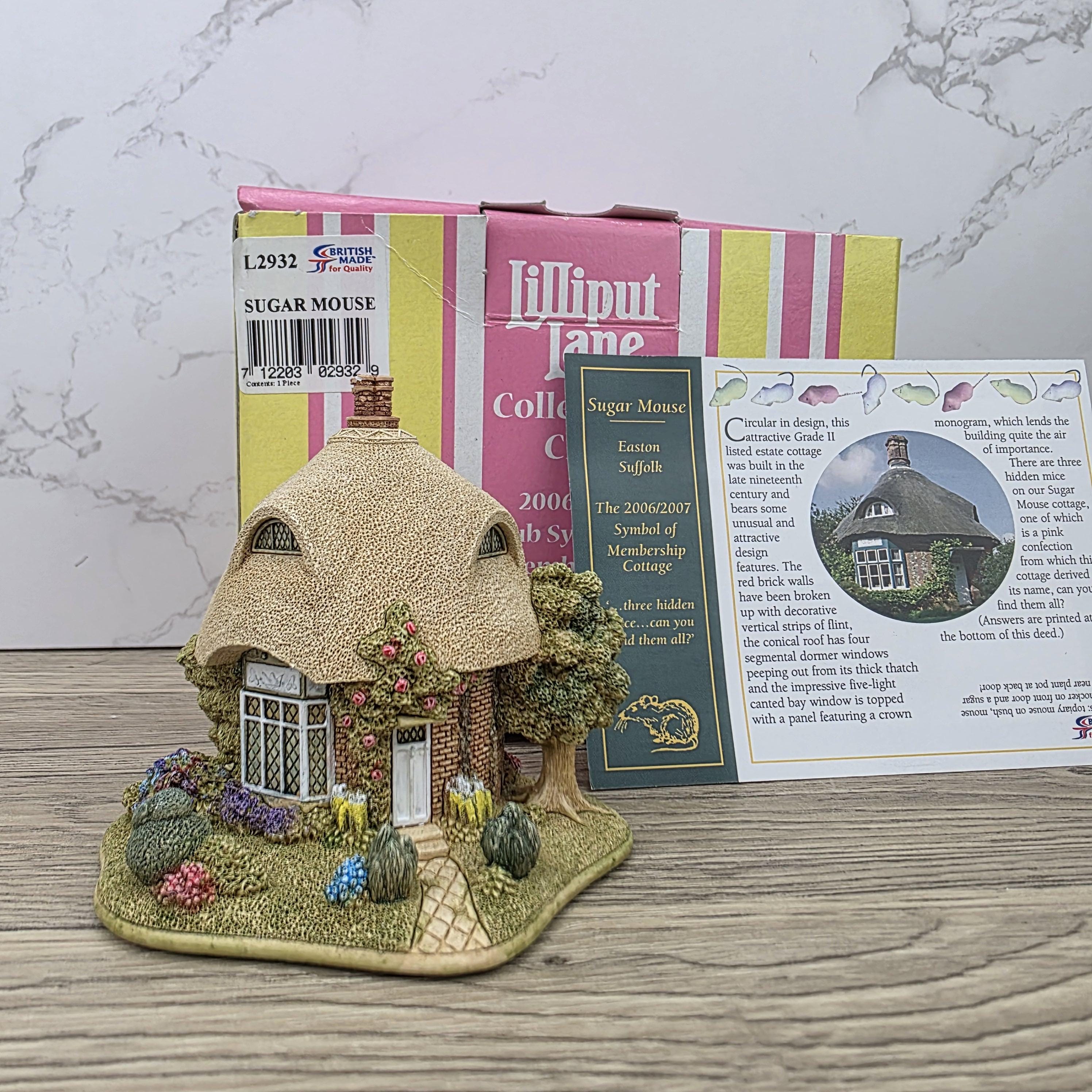 Vintage Lilliput Lane Sugar Mouse L2932 Collectors Club Cottage 2006 2007 Membership Figurine