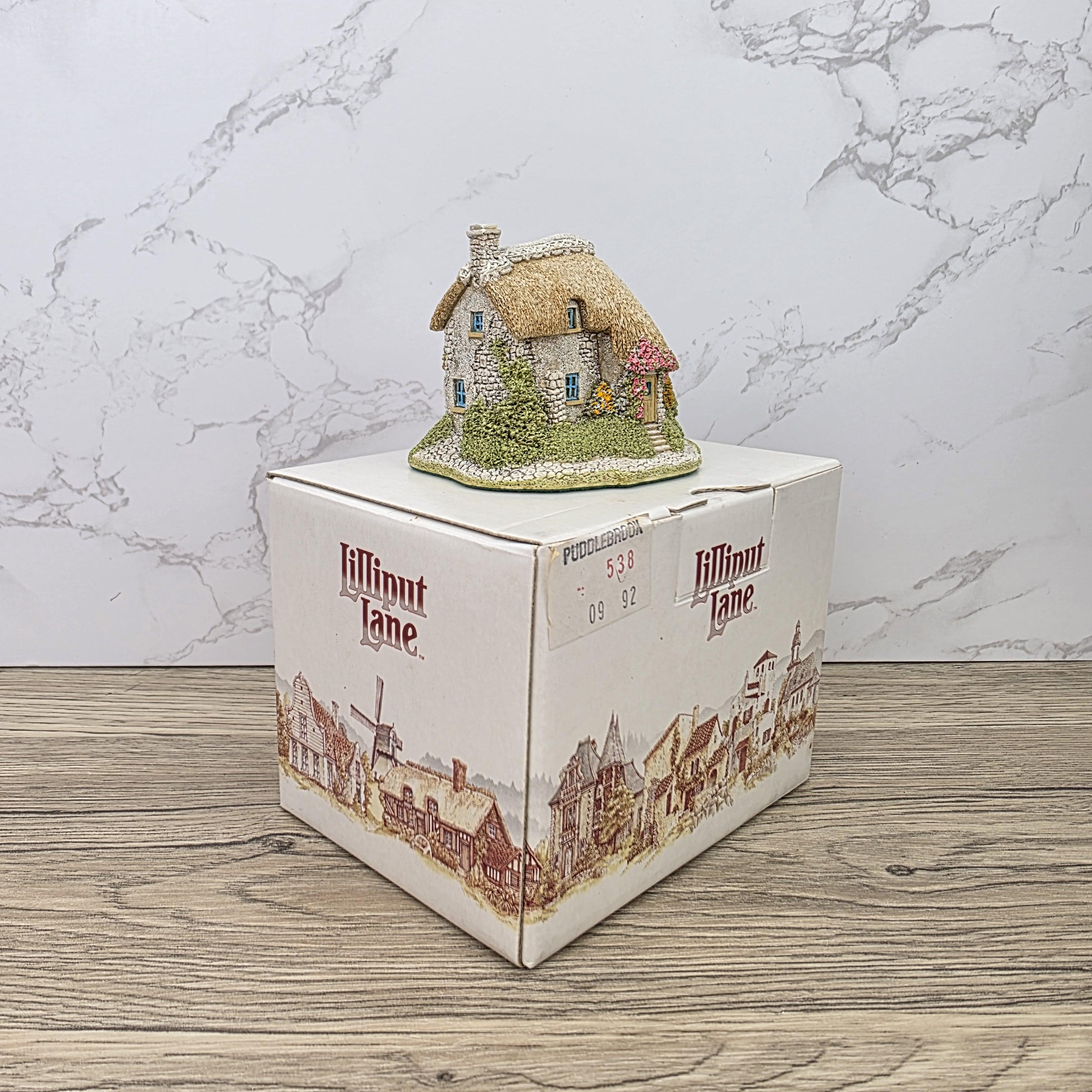 Lilliput Lane Puddlebrook 1991 Collectors Club Cottage | Handcrafted English Resin Thatched House Figurine