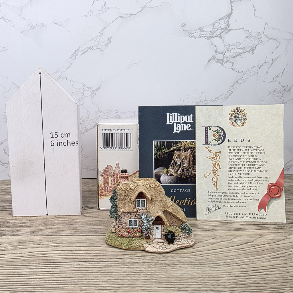 Lilliput Lane Applejack Cottage 1994 Figurine | Handcrafted English Resin Thatched House Miniature