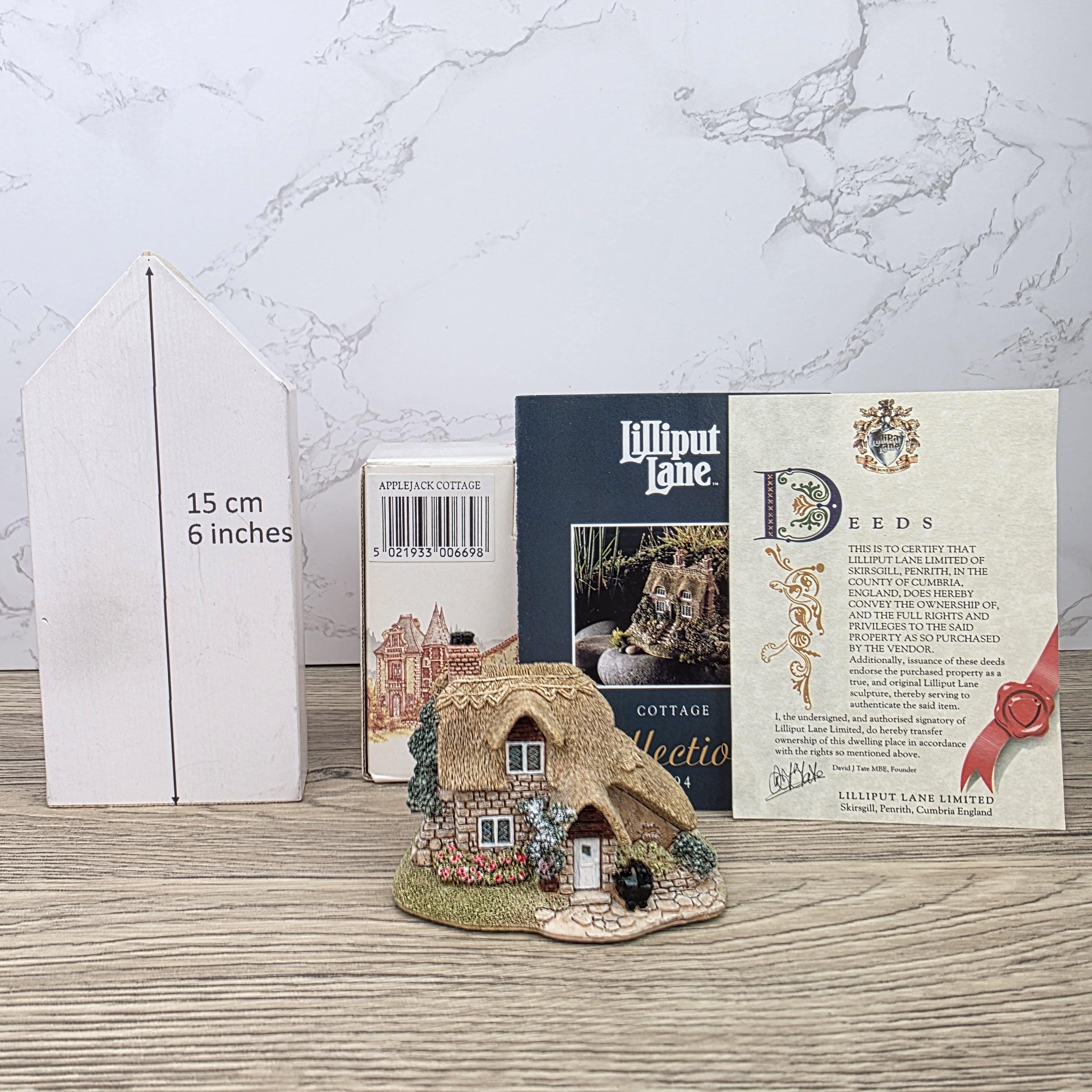 Lilliput Lane Applejack Cottage 1994 Figurine | Handcrafted English Resin Thatched House Miniature