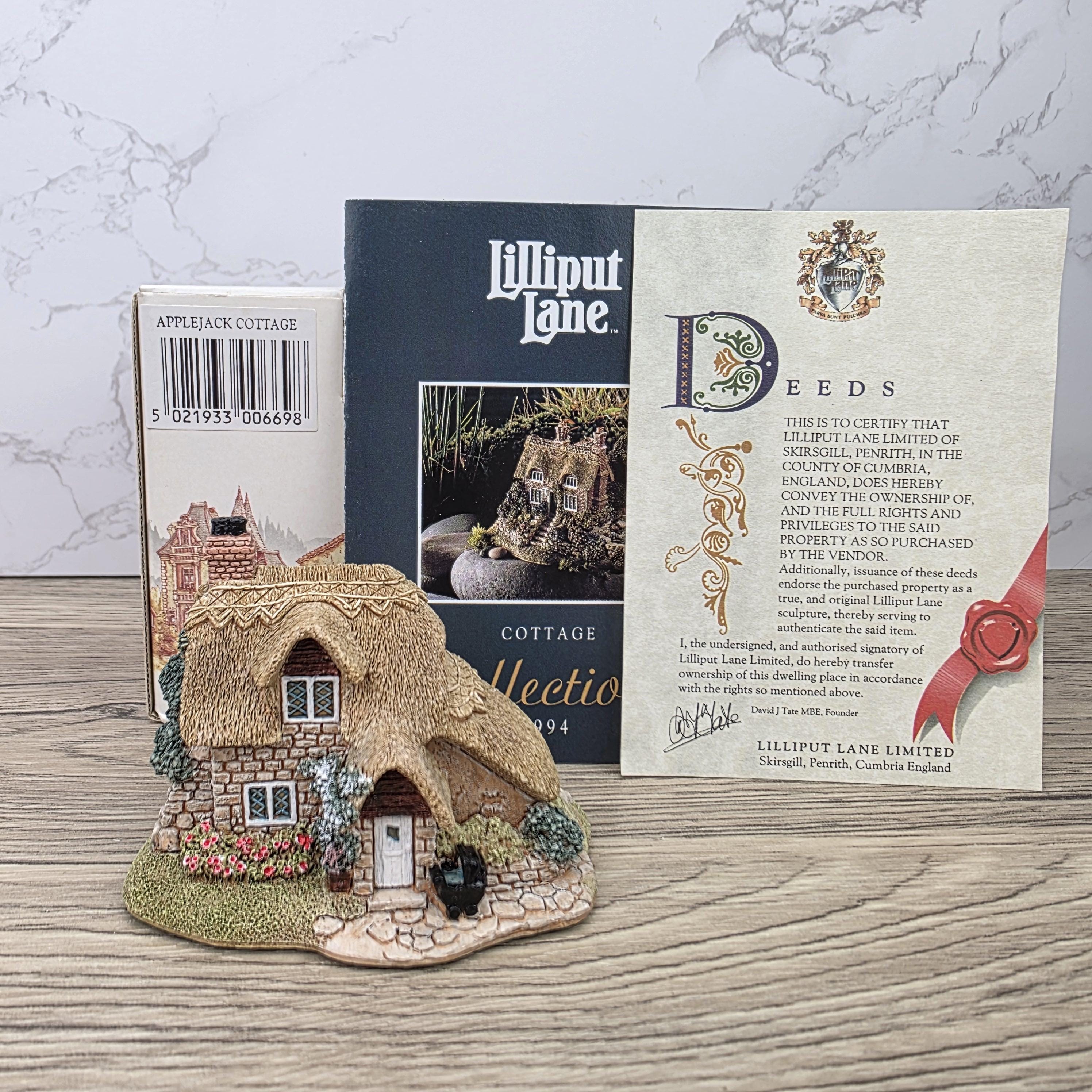 Lilliput Lane Applejack Cottage 1994 Figurine | Handcrafted English Resin Thatched House Miniature
