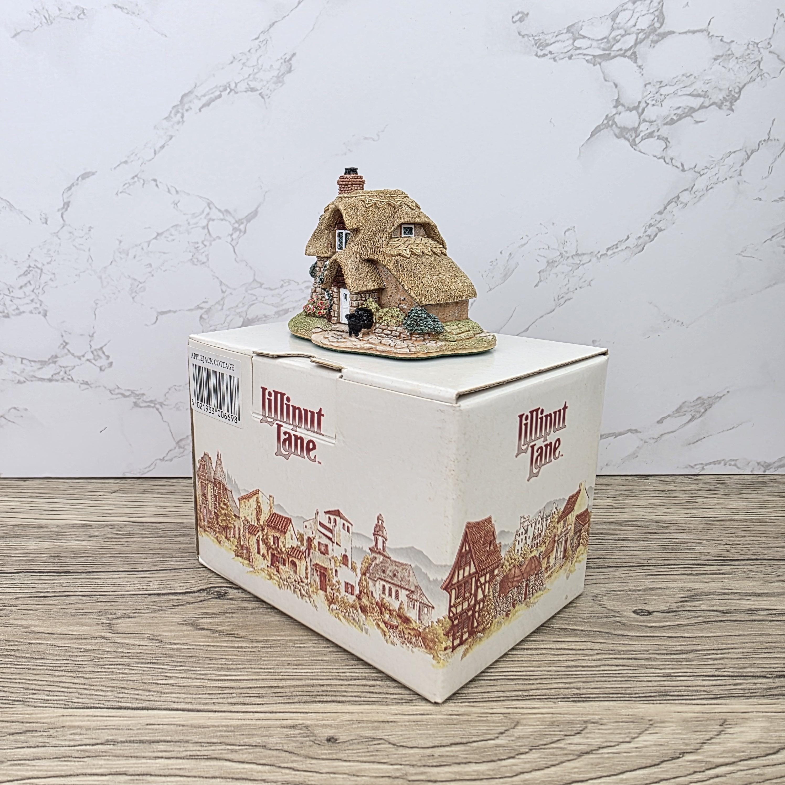Lilliput Lane Applejack Cottage 1994 Figurine | Handcrafted English Resin Thatched House Miniature