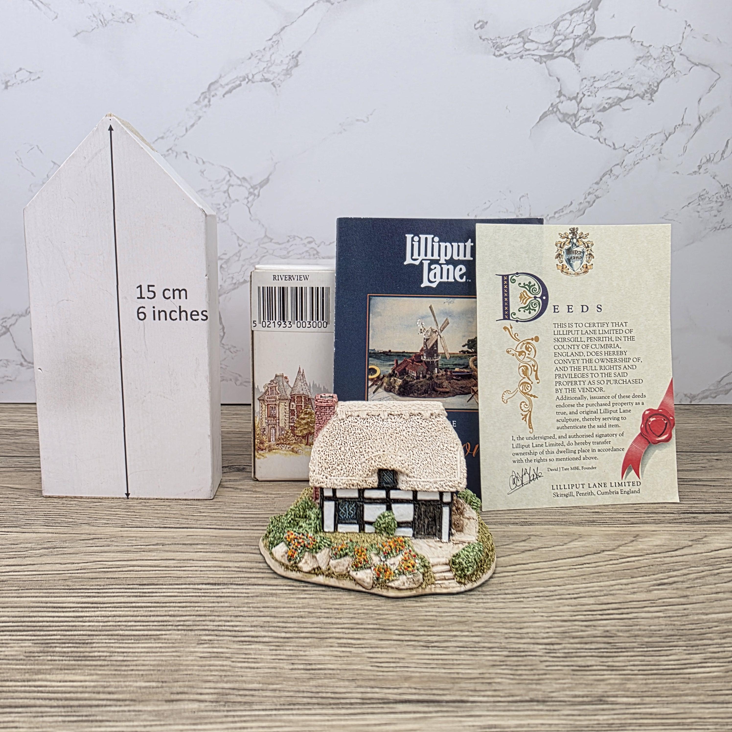 Lilliput Lane Riverview 1987 Cottage Figurine | Handcrafted English Resin Midlands Thatched House Model
