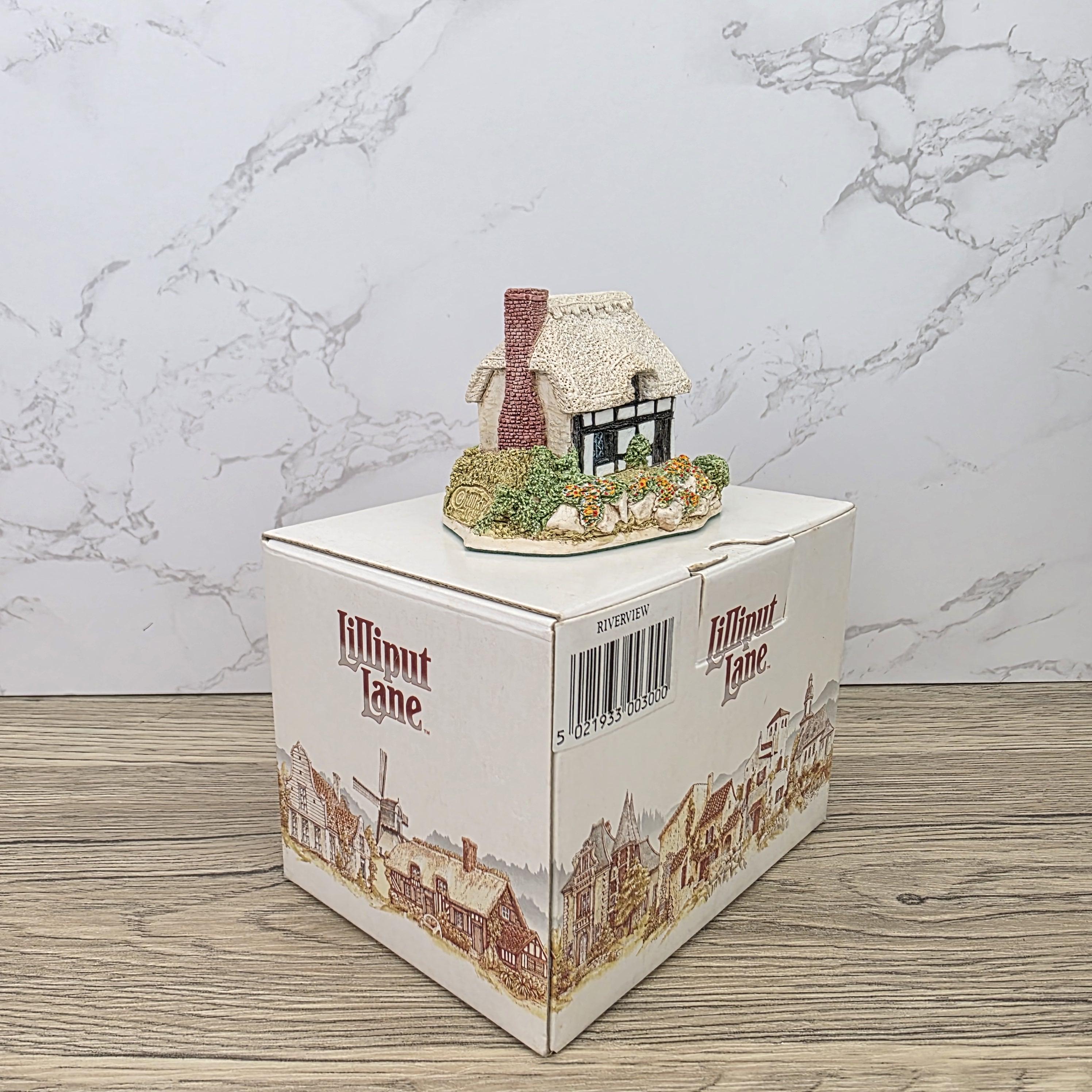 Lilliput Lane Riverview 1987 Cottage Figurine | Handcrafted English Resin Midlands Thatched House Model