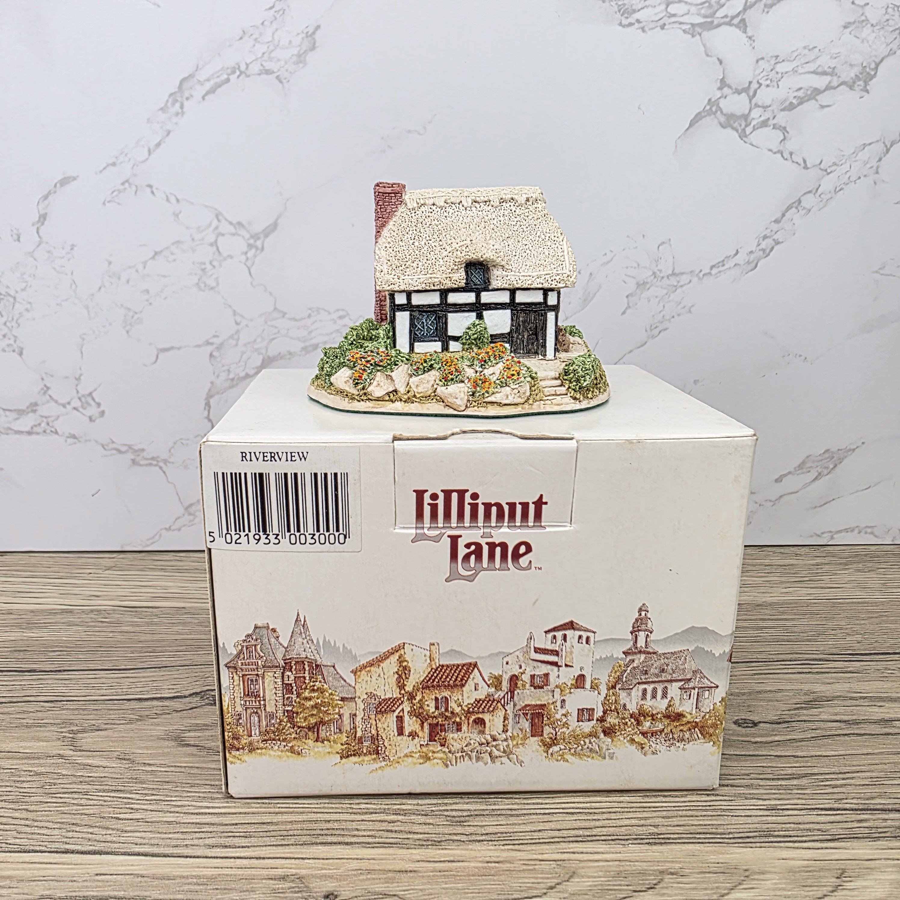 Lilliput Lane Riverview 1987 Cottage Figurine | Handcrafted English Resin Midlands Thatched House Model