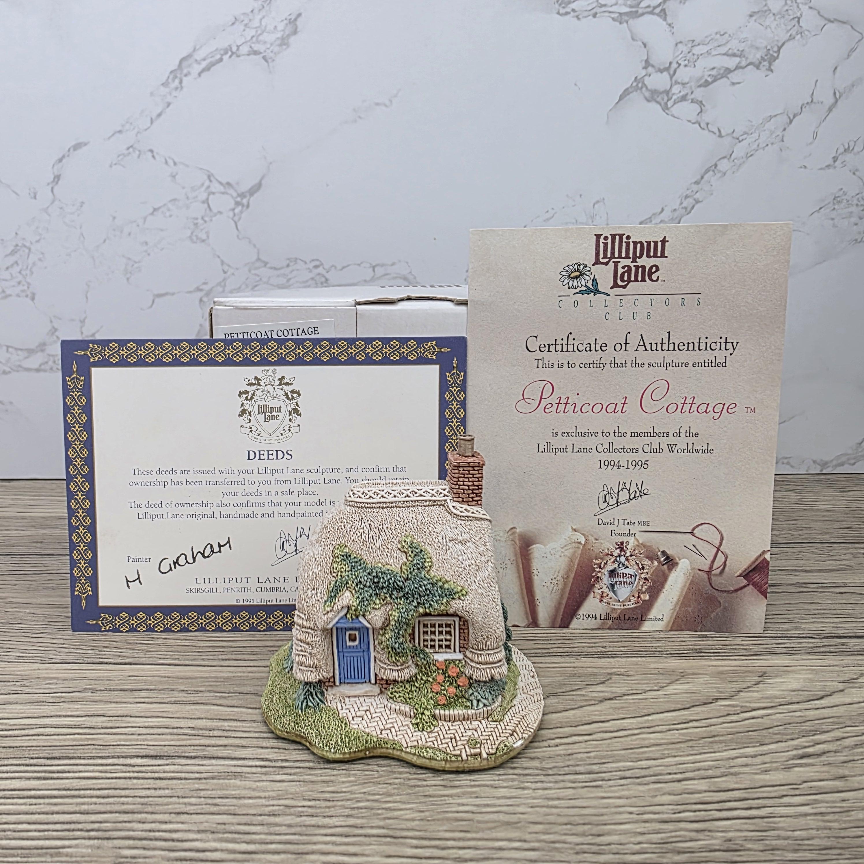 Lilliput Lane Petticoat Cottage Collectors Club 1994 Figurine With Box and Certificates
