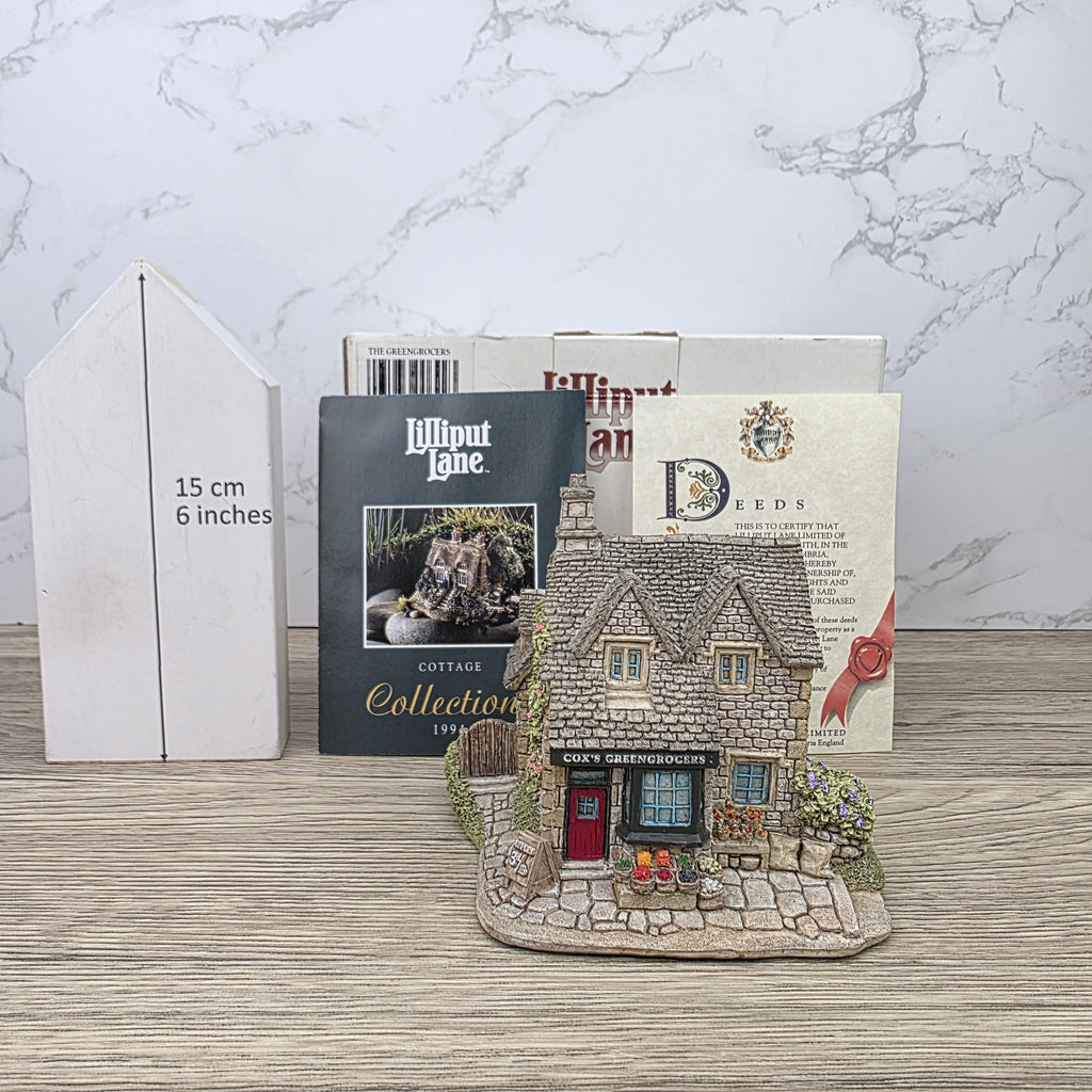 Vintage Lilliput Lane The Greengrocers 1991 Collectible Village Shops Cottage Figurine With Original Box and Deeds