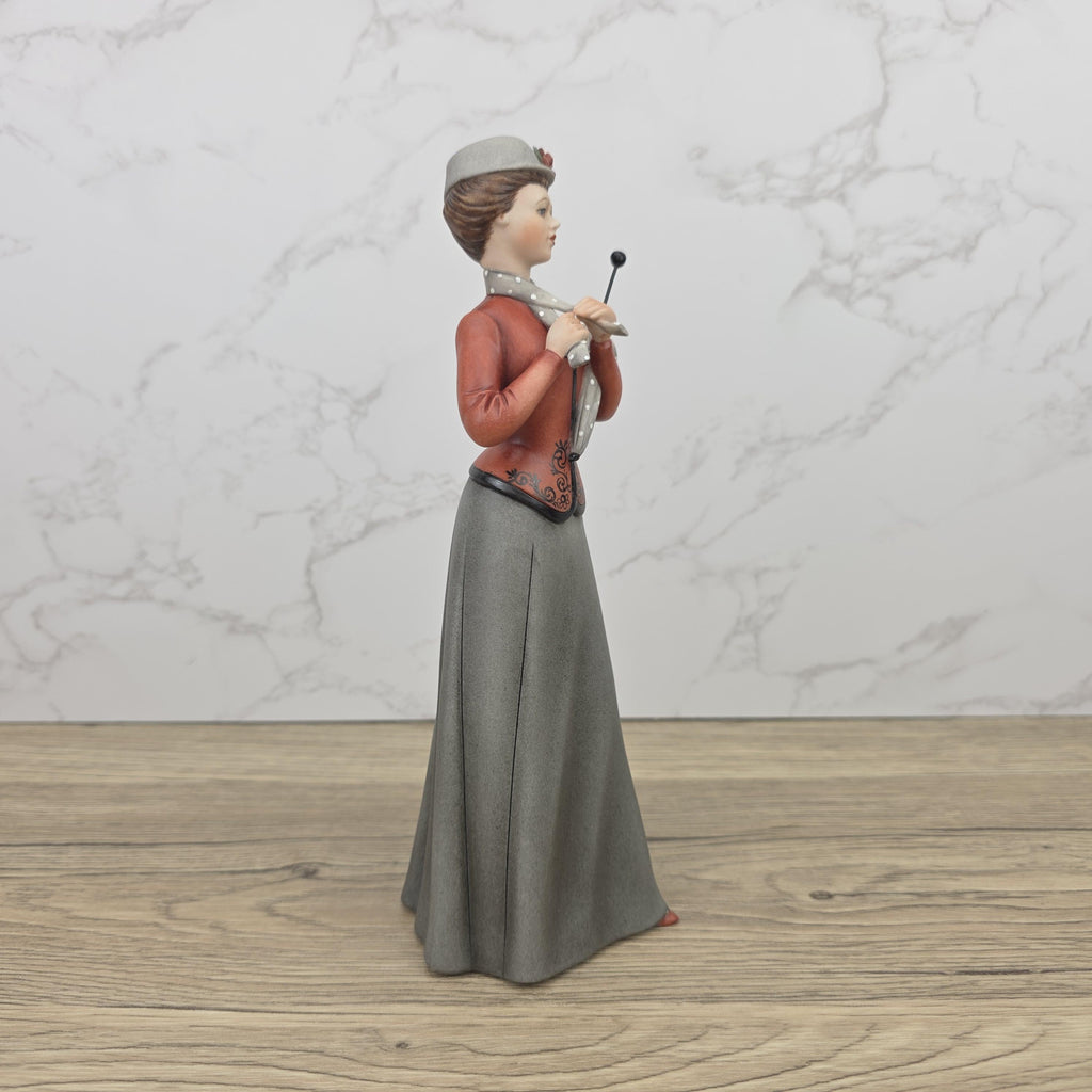 Capodimonte Italian Fine Porcelain Lady Figurine with Parasol Vintage Style Sculpture Made in Italy