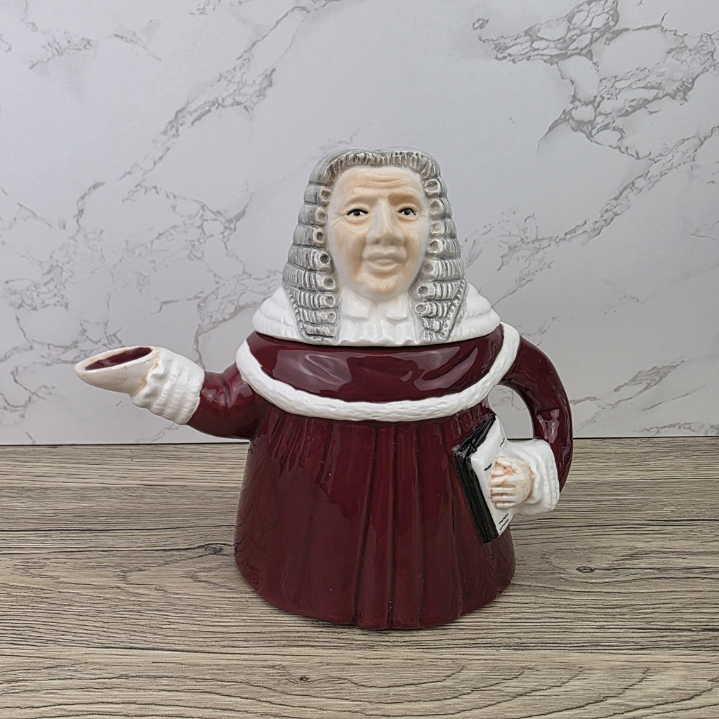 Judge Character Ceramic Teapot Vintage Novelty Pottery Mid Century Collectible Kitchen Display Figure