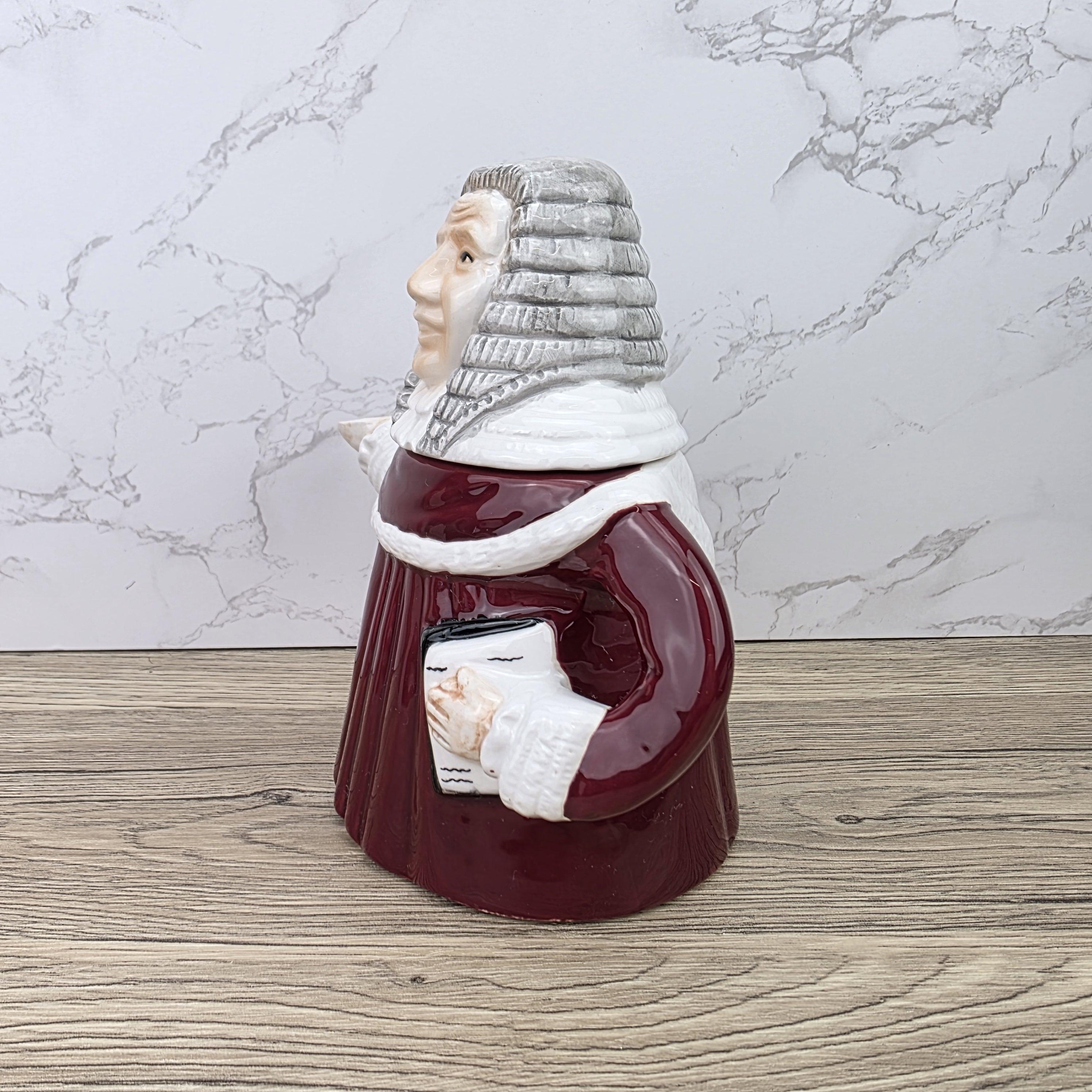 Judge Character Ceramic Teapot Vintage Novelty Pottery Mid Century Collectible Kitchen Display Figure