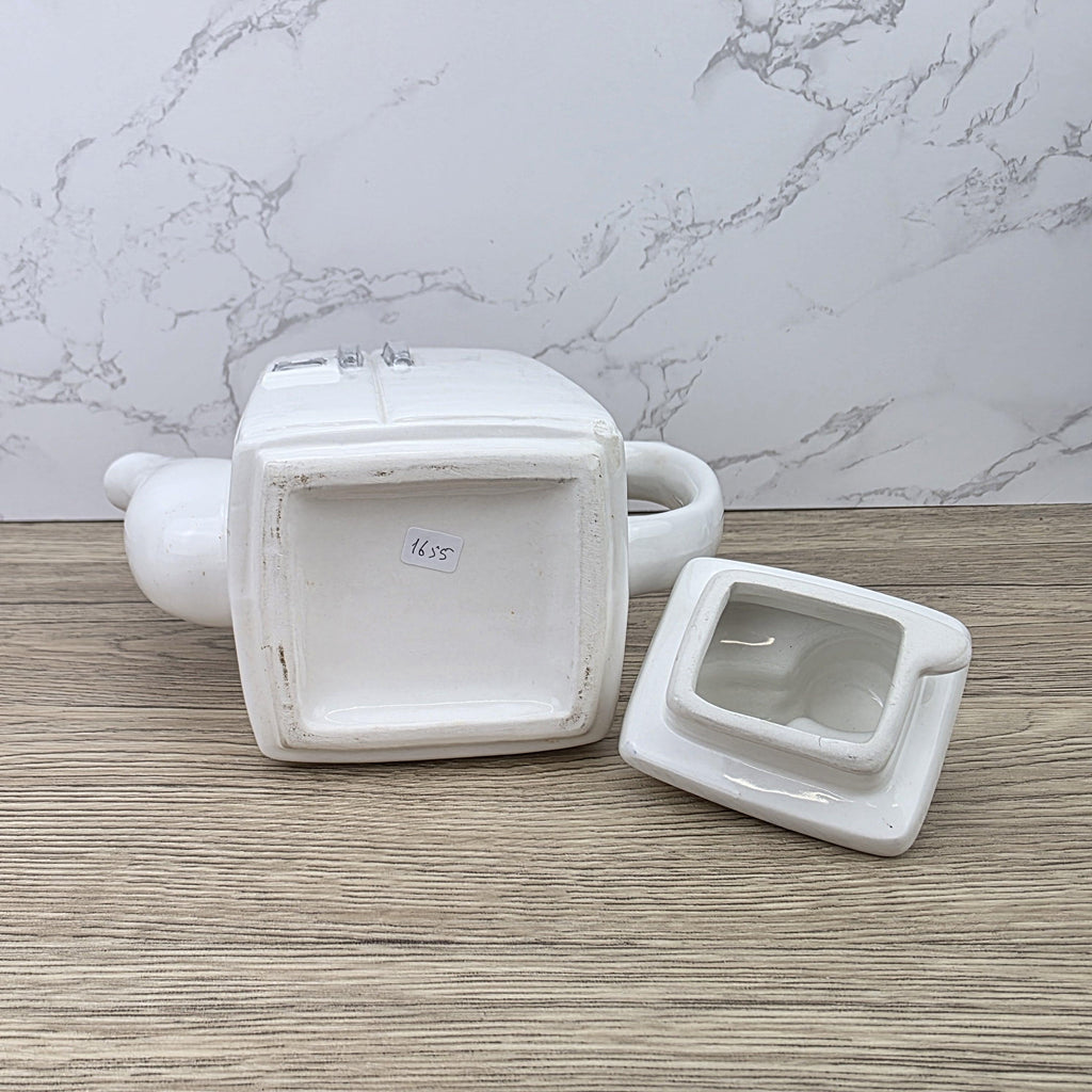 Ceramic Retro Refrigerator Teapot with Jam Lid Design | Vintage Kitchen Decor Collectible Display Piece