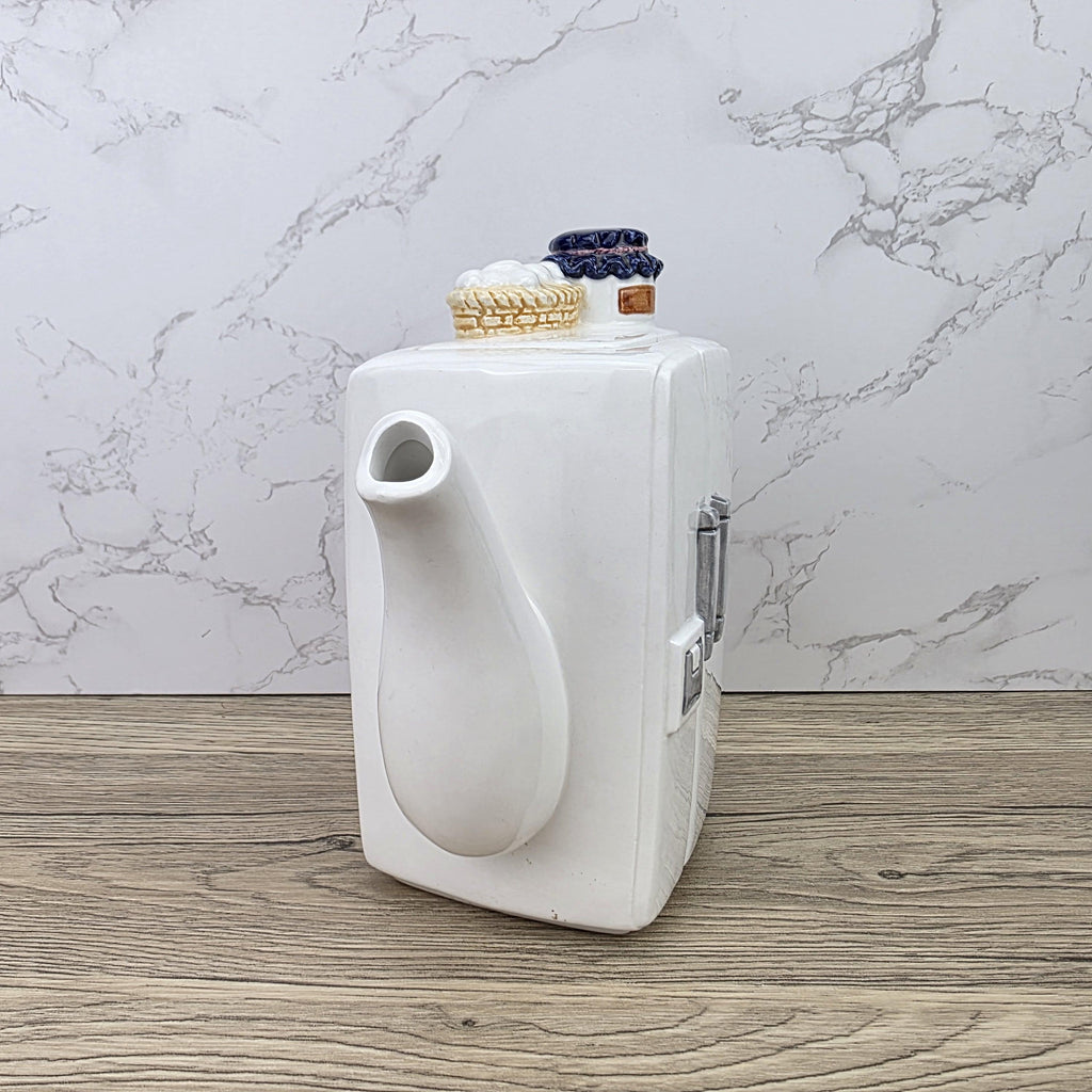 Ceramic Retro Refrigerator Teapot with Jam Lid Design | Vintage Kitchen Decor Collectible Display Piece