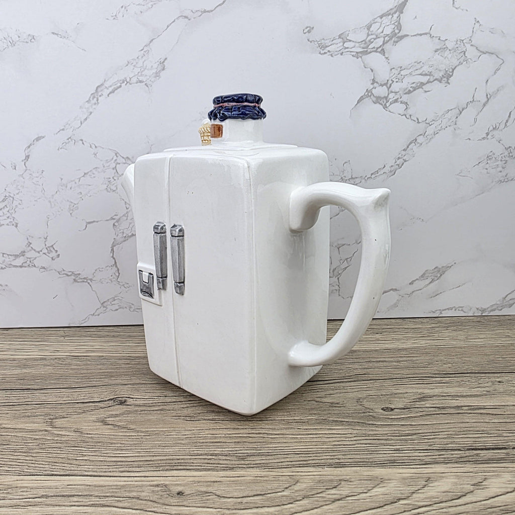 Ceramic Retro Refrigerator Teapot with Jam Lid Design | Vintage Kitchen Decor Collectible Display Piece