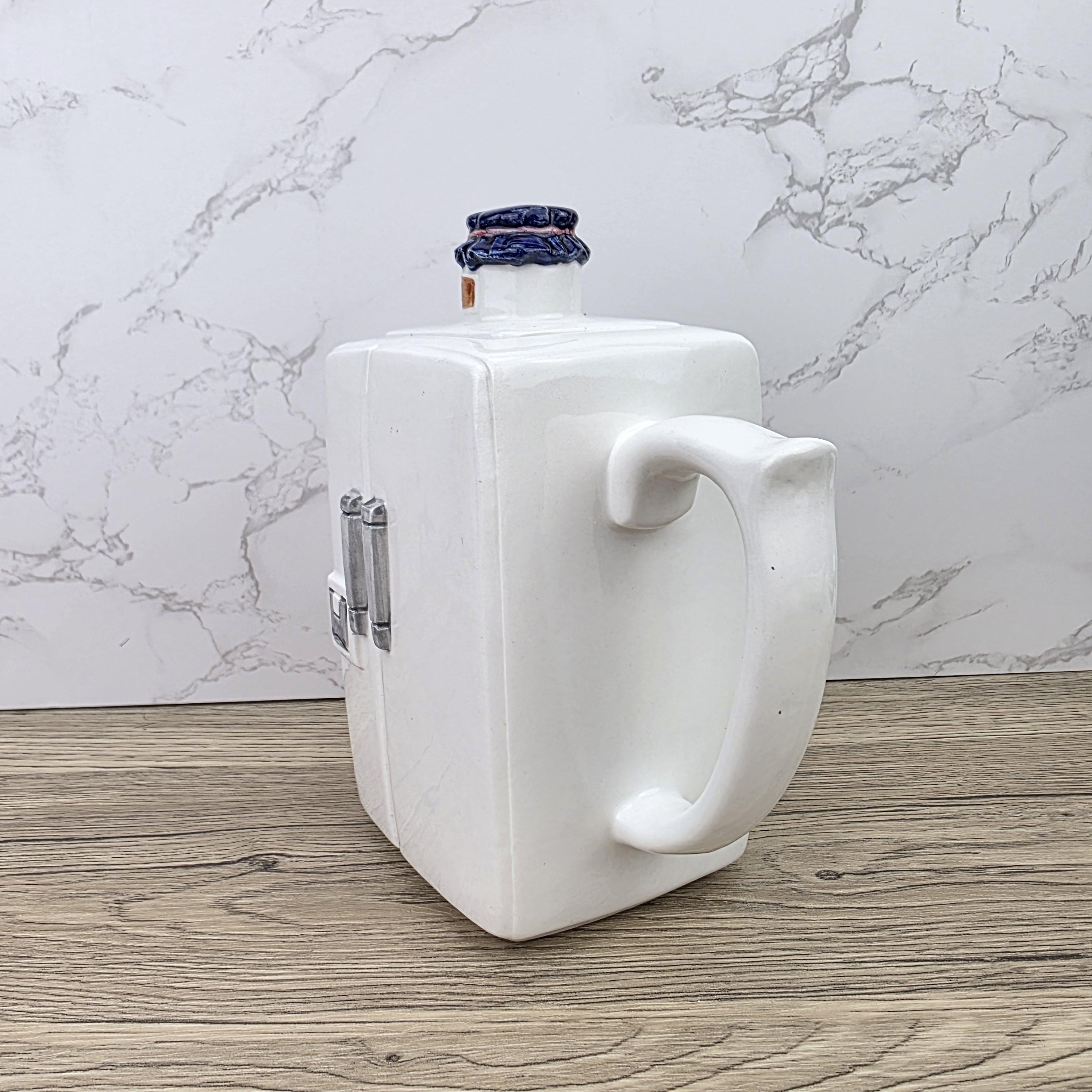 Ceramic Retro Refrigerator Teapot with Jam Lid Design | Vintage Kitchen Decor Collectible Display Piece